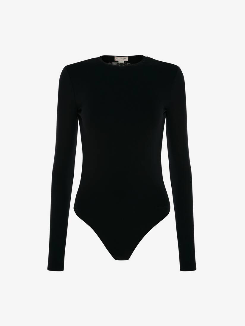 Lace Back Bodysuit in BLACK | Alexander McQueen HK
