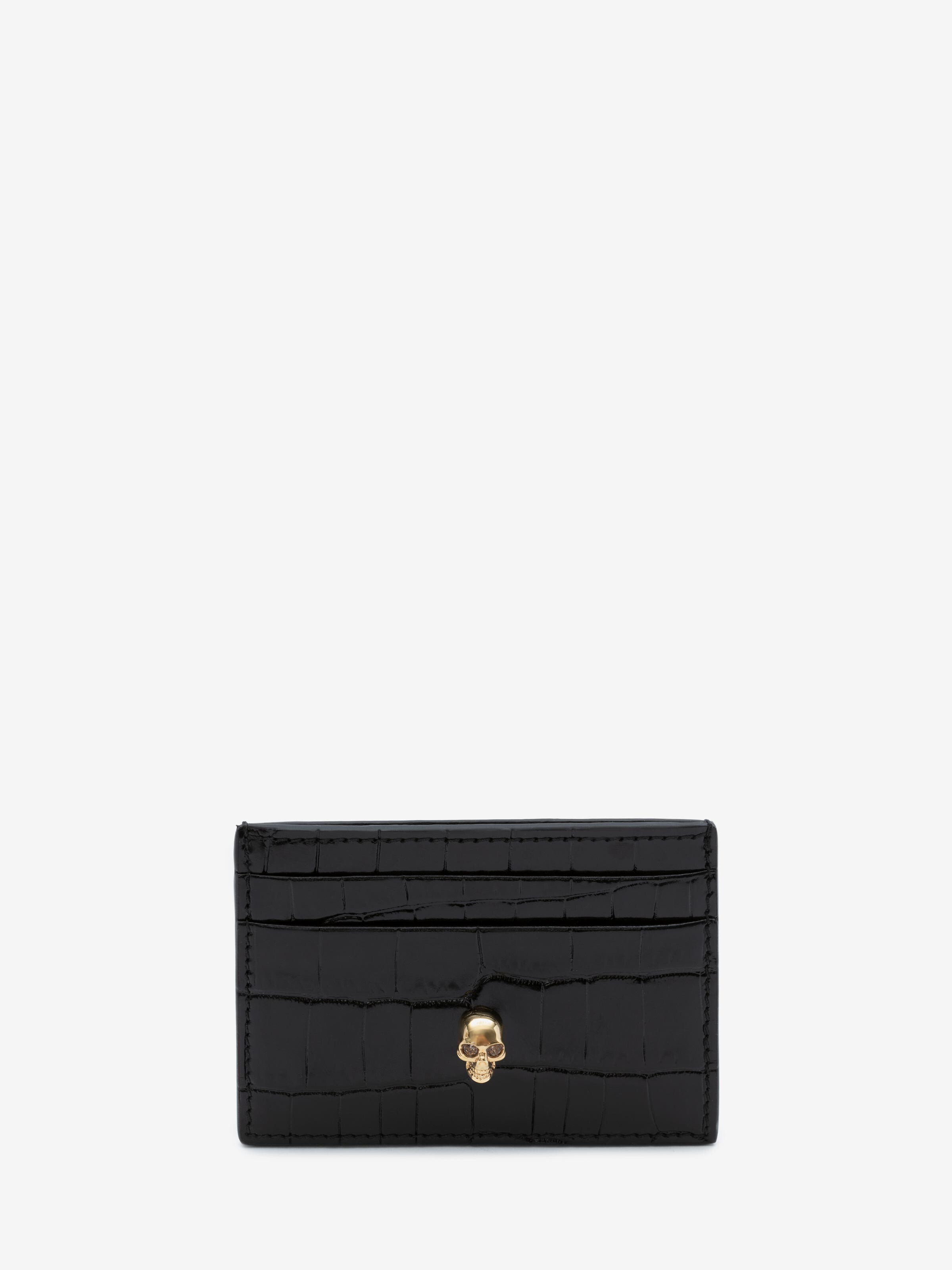 Porte-cartes Skull pour Femme en Noir in Cuir de veau | Alexander McQueen - image 1