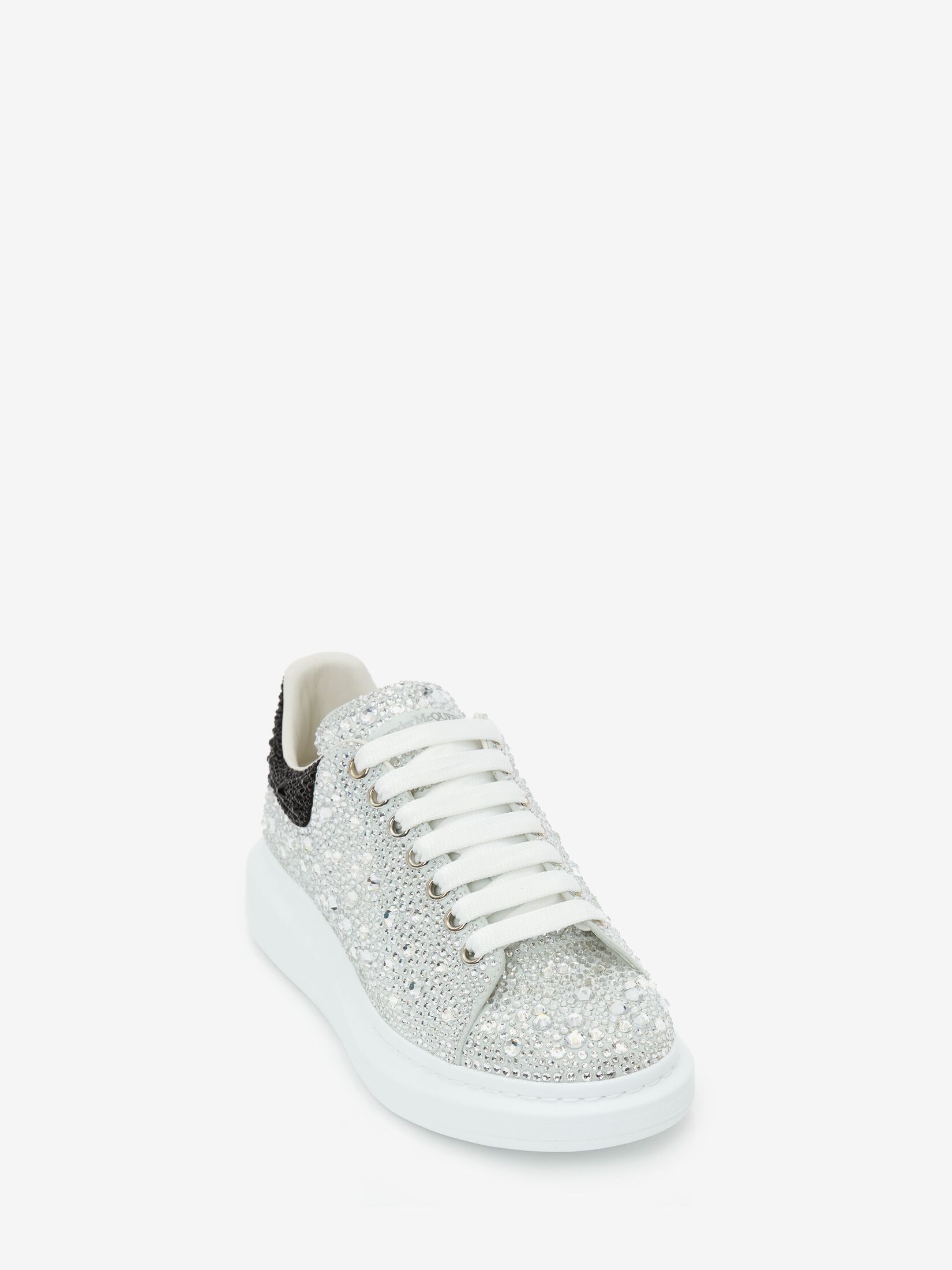 Crystal-embellished Oversized Sneaker in White/Crystal | Alexander 