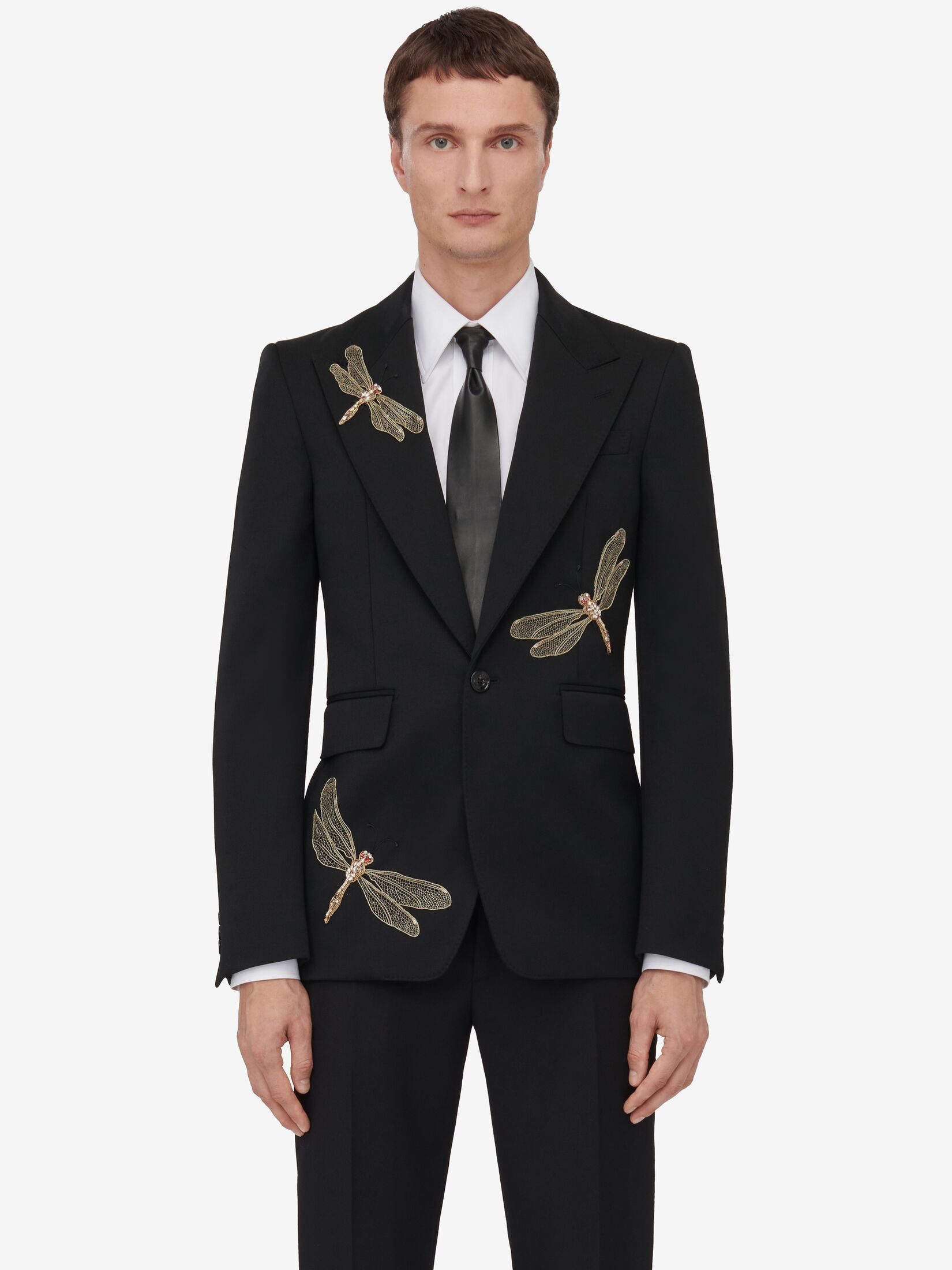 蜻蜓贴花单排扣夹克