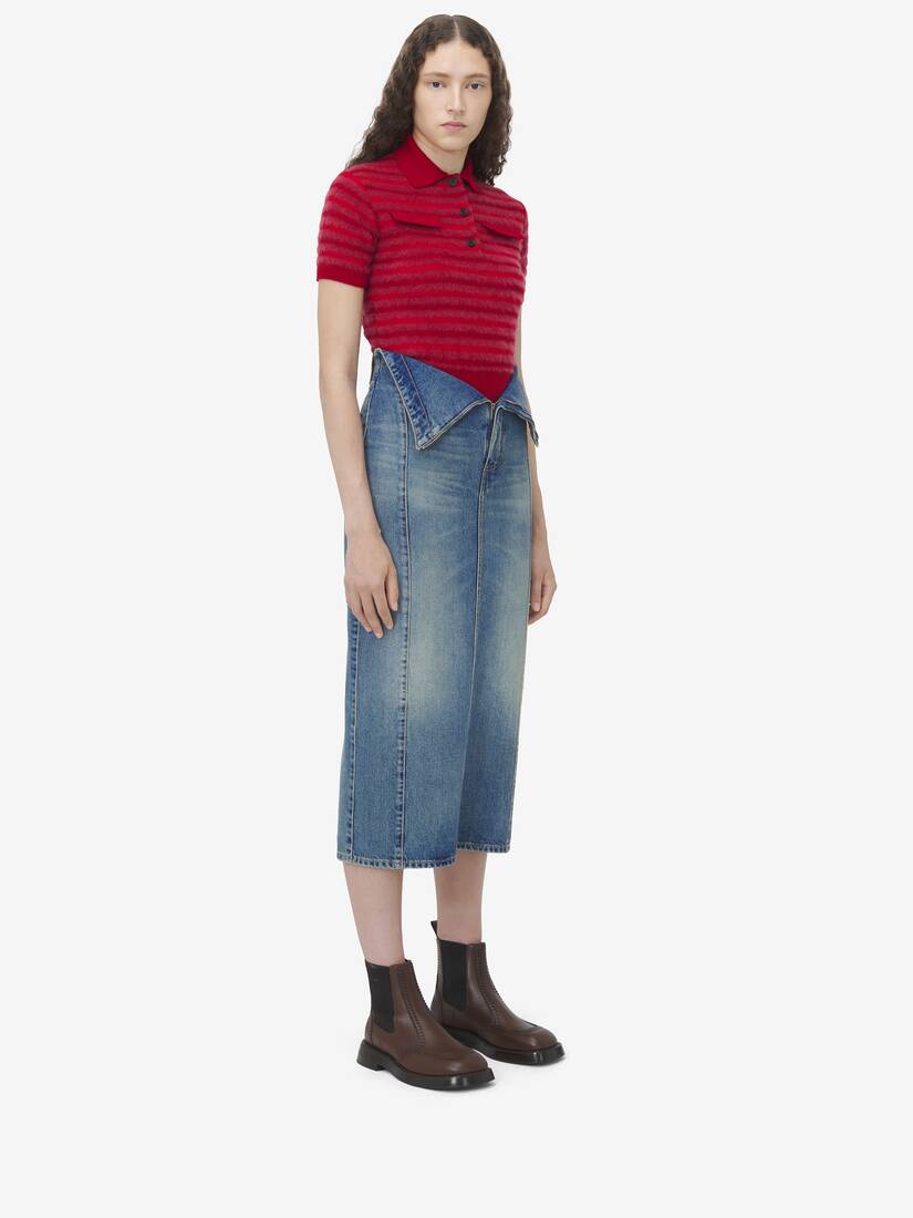 Jupe En Denim À Taille Repliée