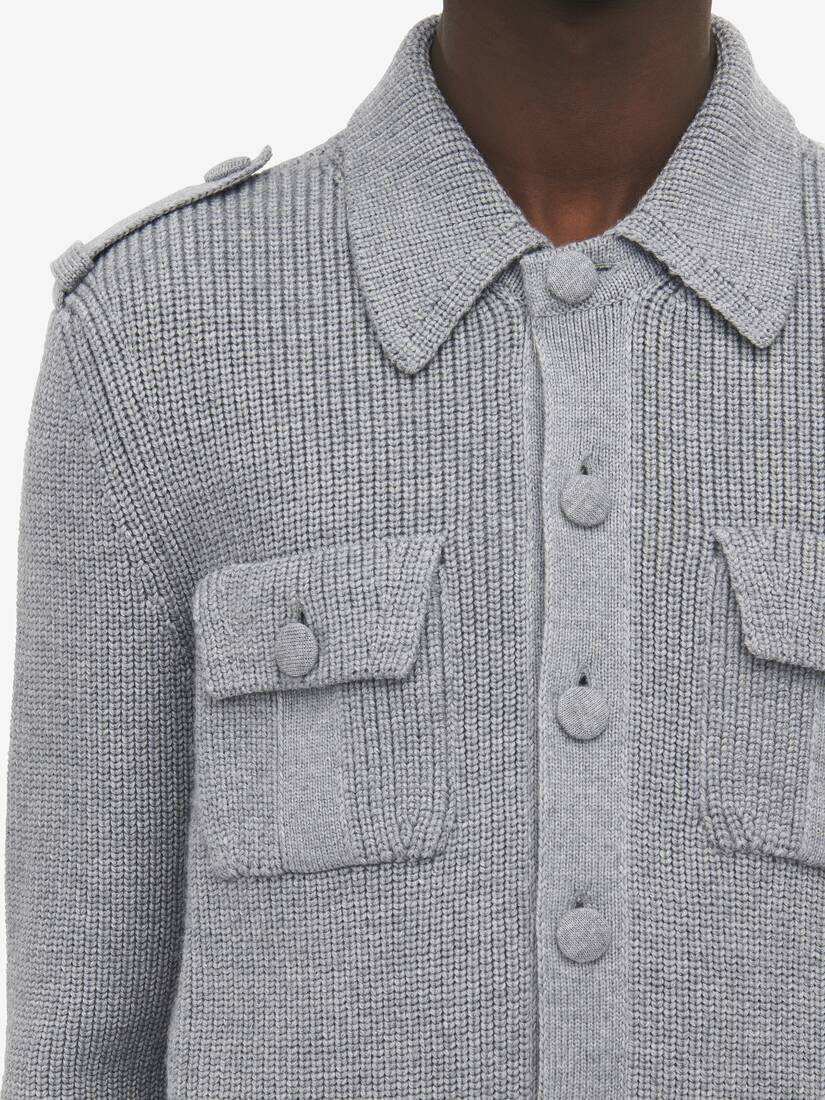 Half Cardigan Stitch Military Jacket