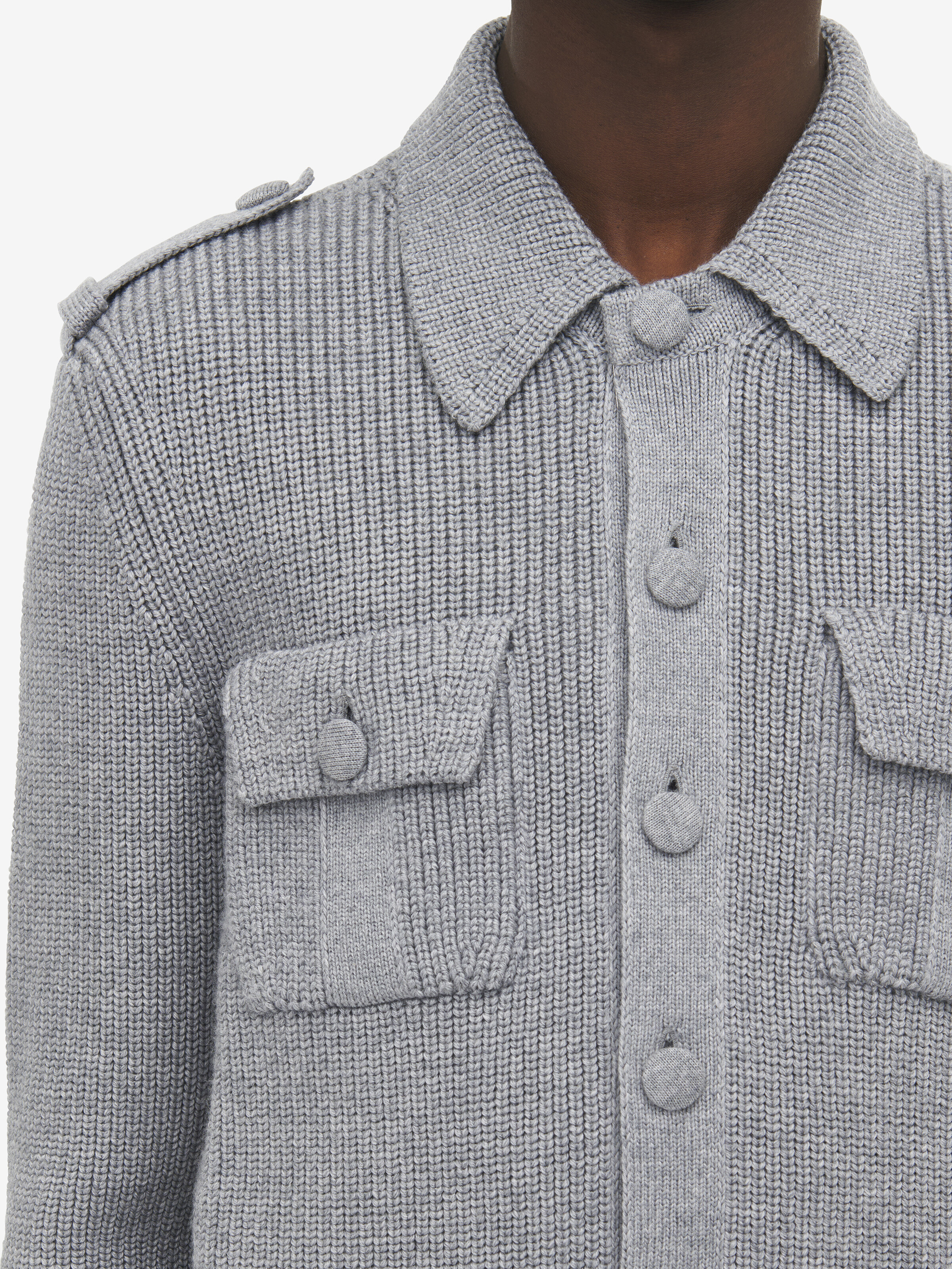 Half Cardigan Stitch Military Jacket