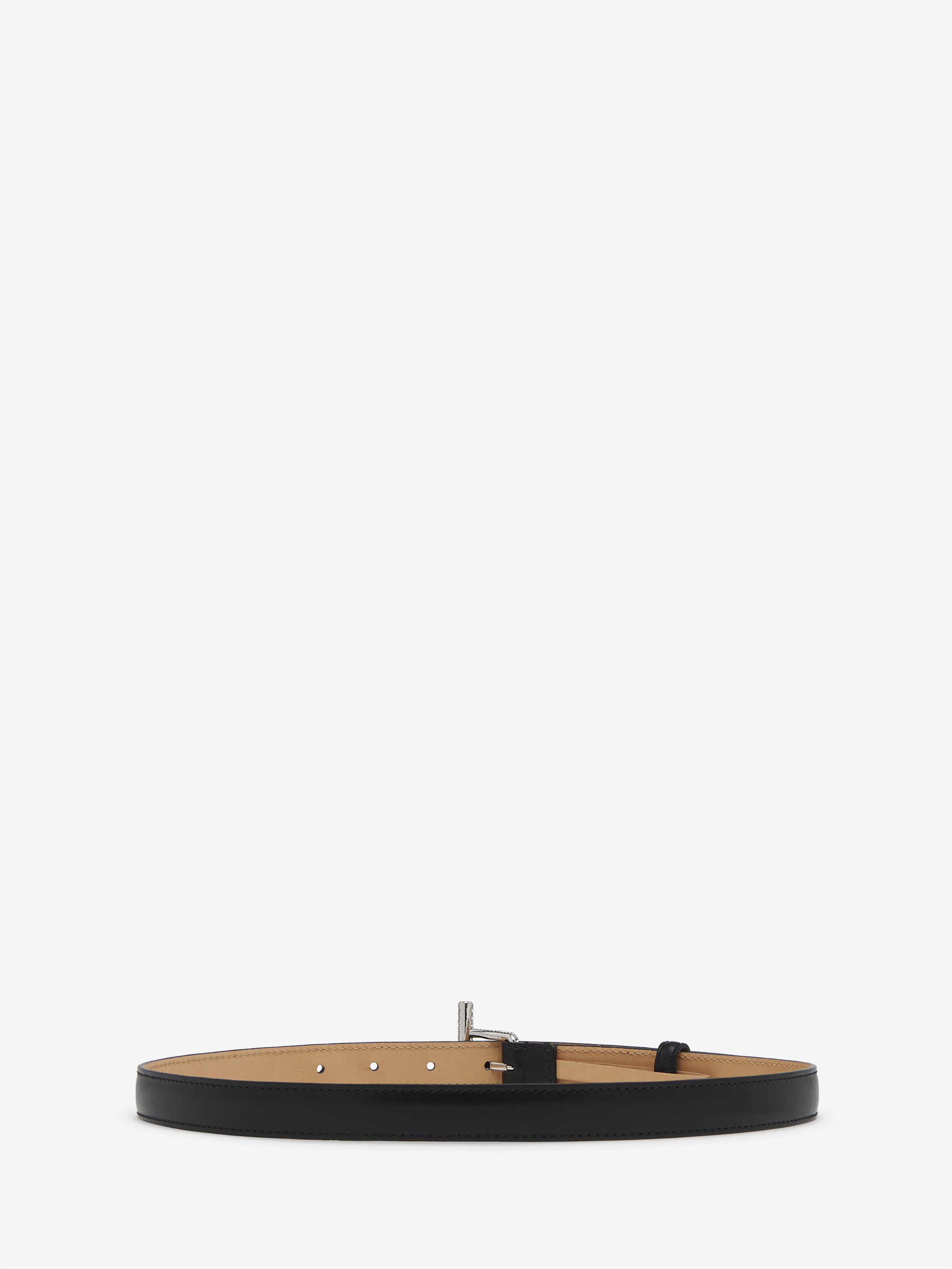 Women's T-Bar Waist Belt in Black in Calf Leather | Alexander McQueen - image 3
