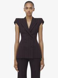 Pinstripe Sleeveless Jacket