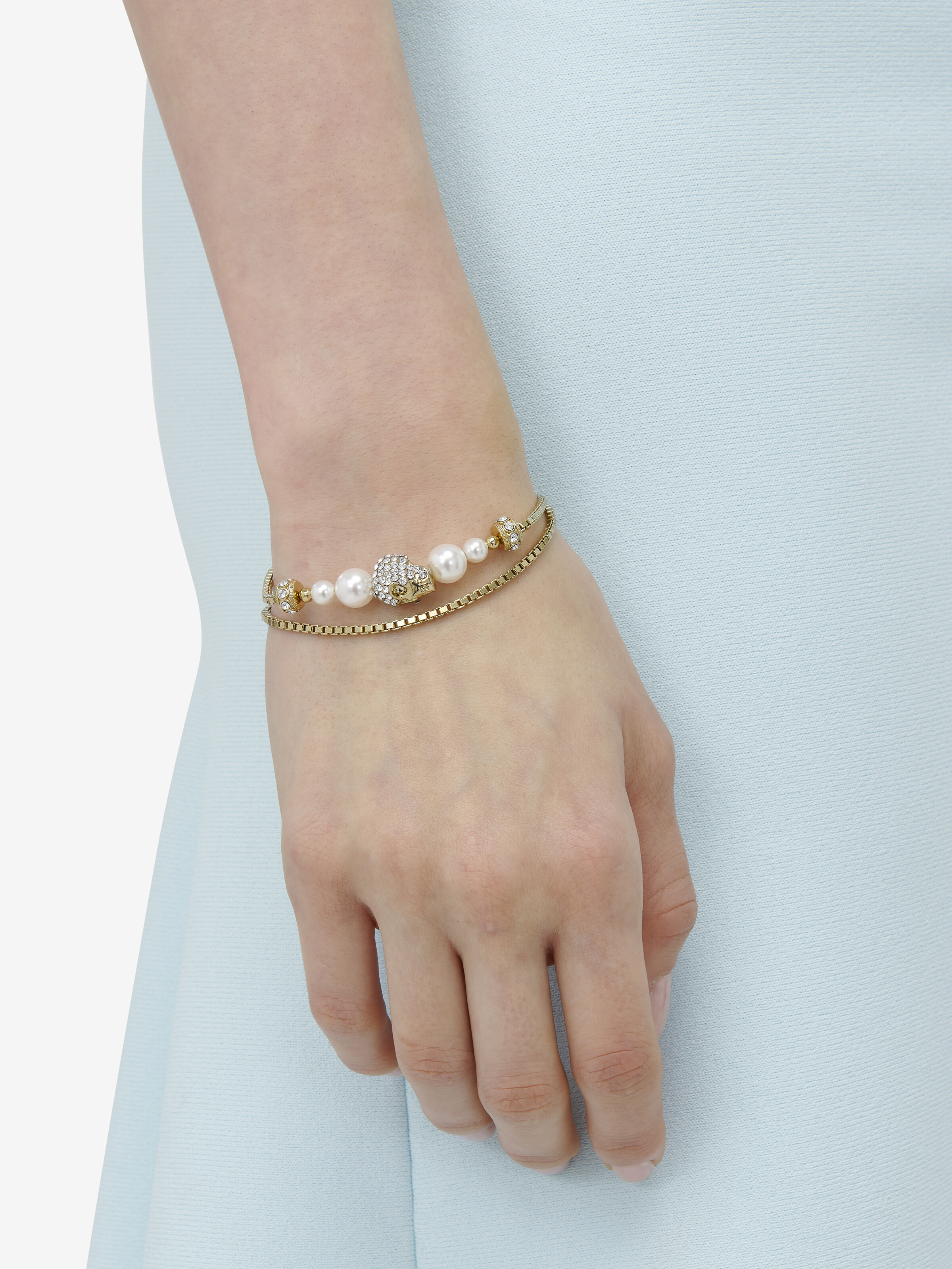 Skull and Pearl Chain Bracelet