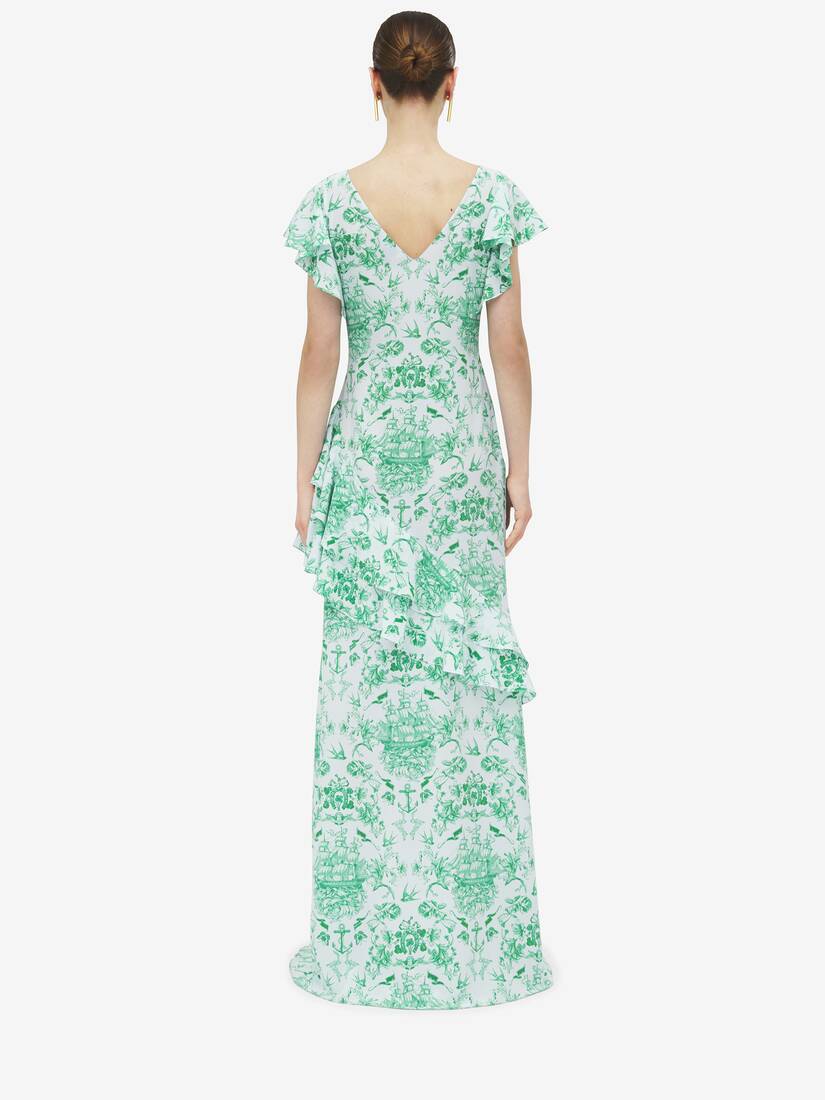 Sailor Tattoo Asymmetric Ruffle Dress