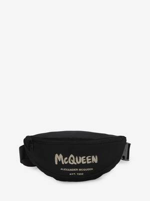 Save 2% Alexander McQueen Leather Logo Belt Bag in Black for Men Mens Bags Belt Bags waist bags and bumbags 