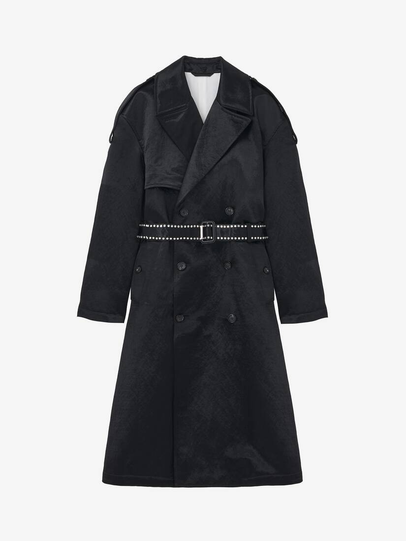 Hammered Satin Trench Coat