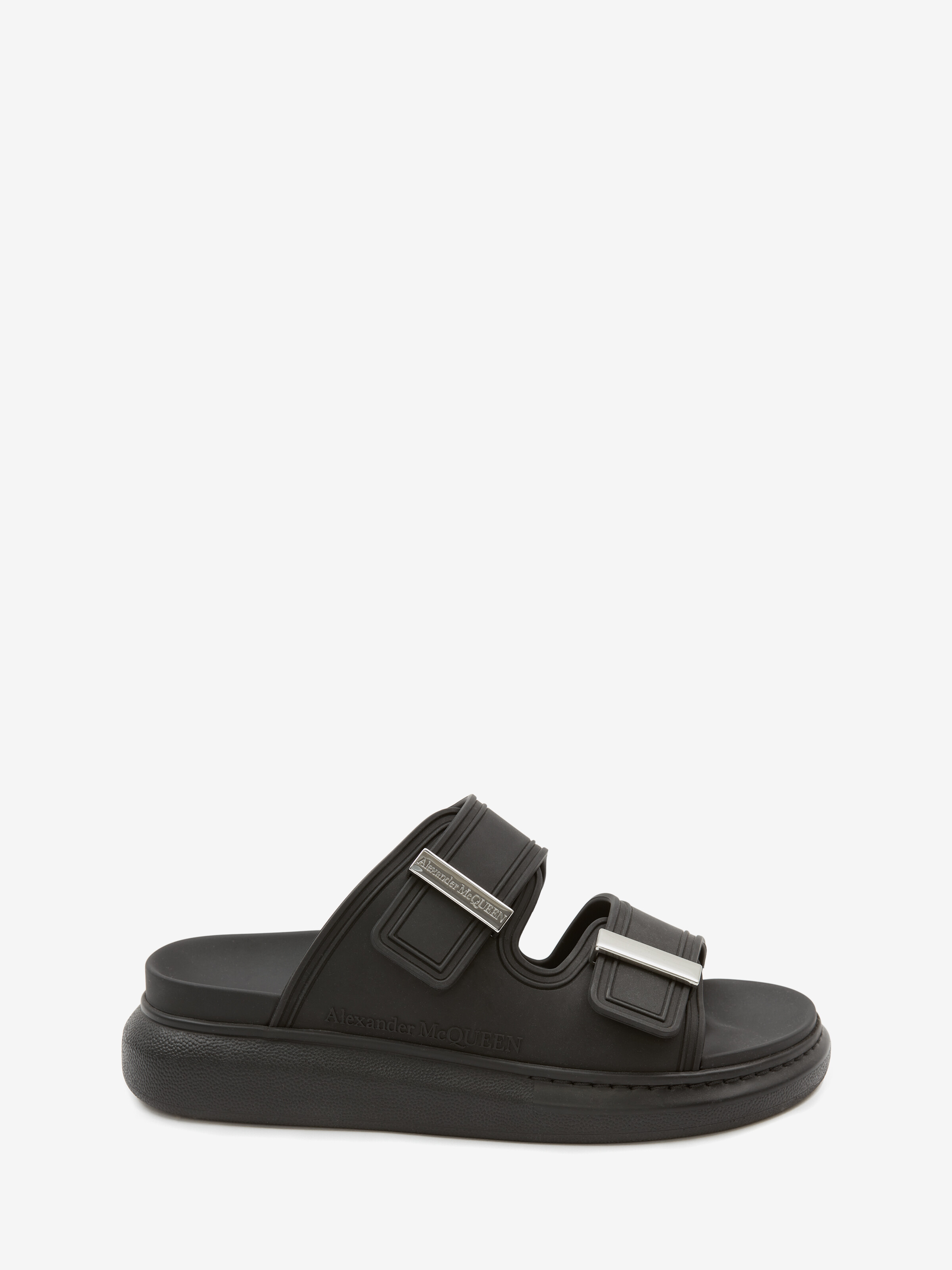 Shop Alexander Mcqueen Hybrid Slide In Black/silver