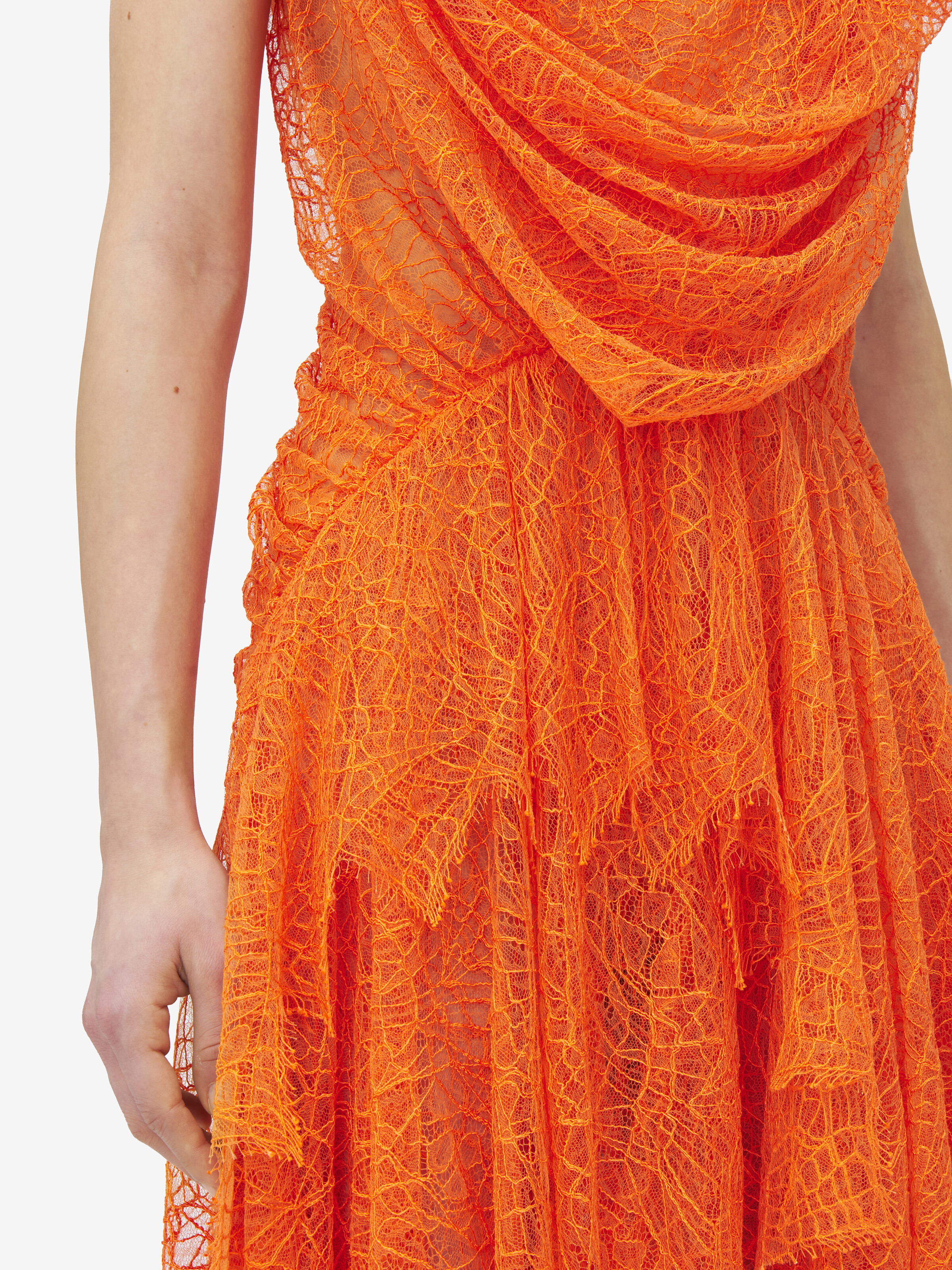 Robe Asymétrique, En Dentelle Toile D'Araignée