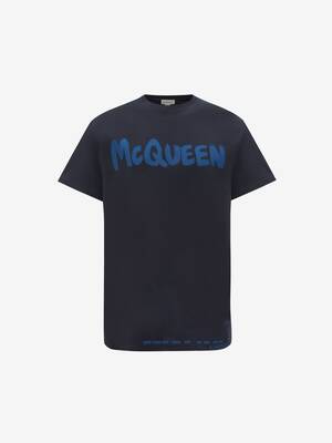 limoen Vader Verliefd McQueen Graffiti T-shirt in Navy | Alexander McQueen US