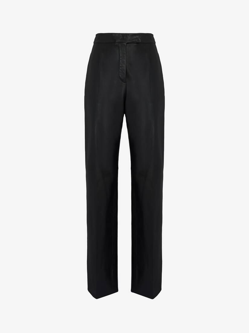 High-waisted Leather Trousers in Black | Alexander McQueen GB