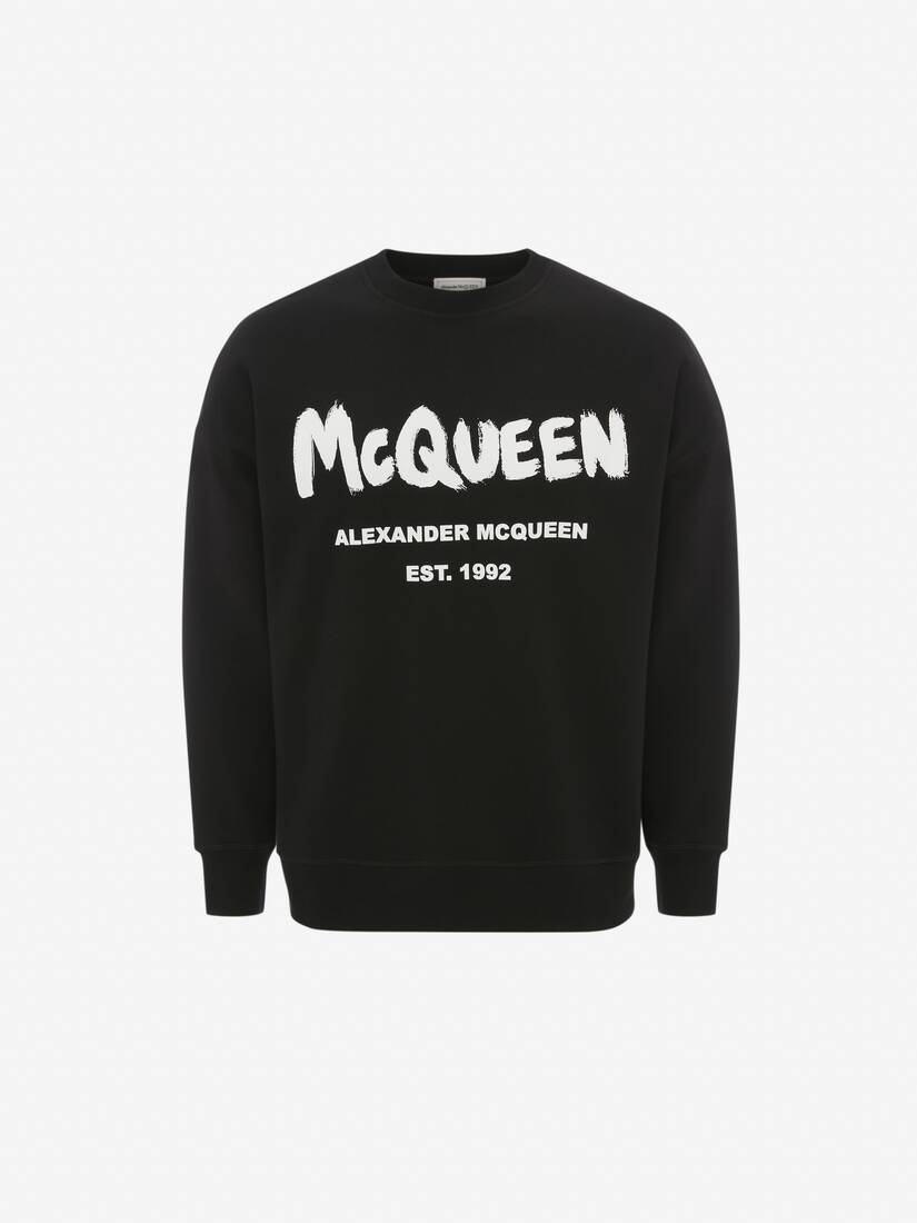 Women's McQueen Graffiti Sweatshirt in Black/white