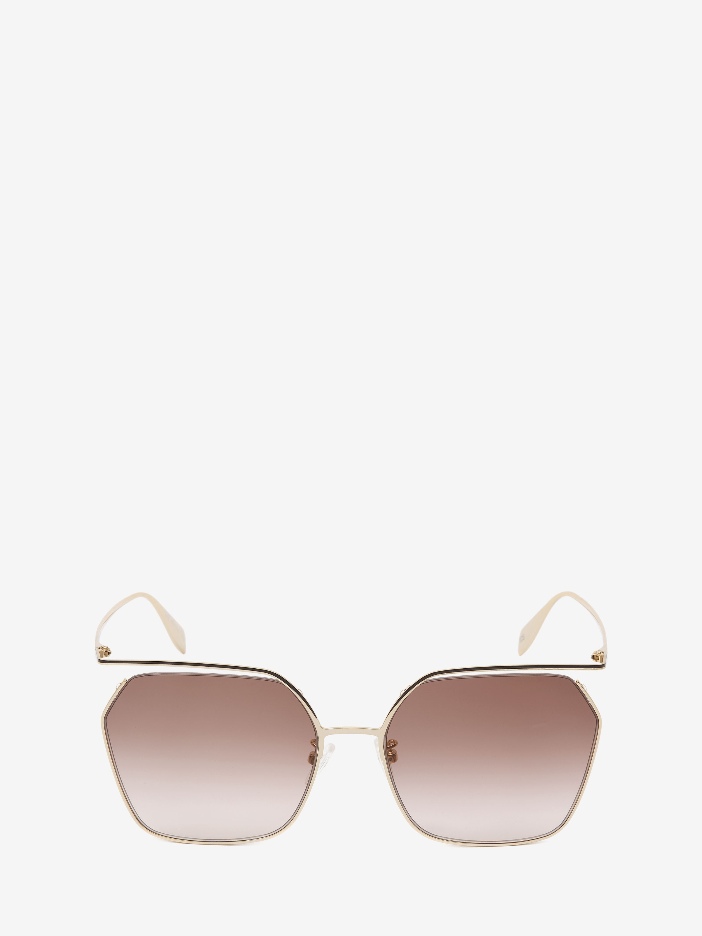 Alexander Mcqueen The Cut Square Sunglasses In 002 Gold Gold Brown ...