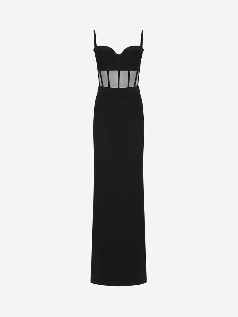 Bustier Evening Dress in Black | Alexander McQueen GB