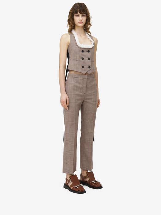 Women's Heitage Check Kickback Trousers in Brown | Alexander