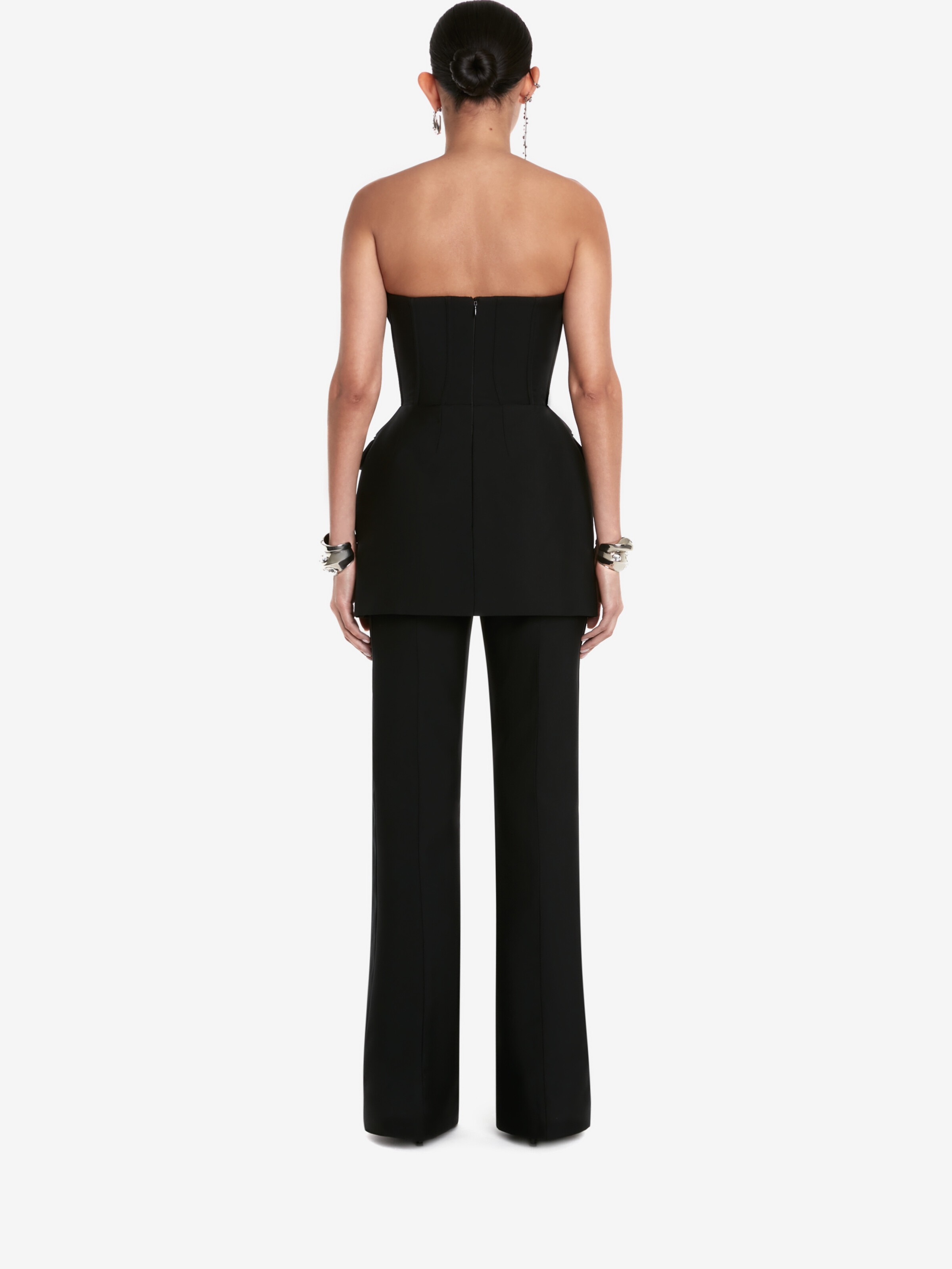 Women's Tuxedo Corset Top in Black in 100% Wool | Alexander McQueen - image 4