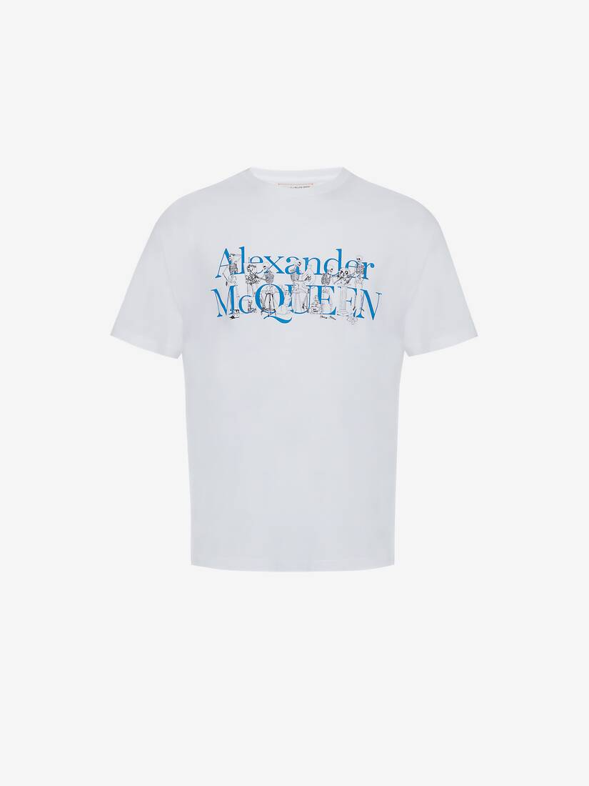 bekæmpe Svarende til servitrice Skeleton Band T-shirt in WHITE MIX | Alexander McQueen US