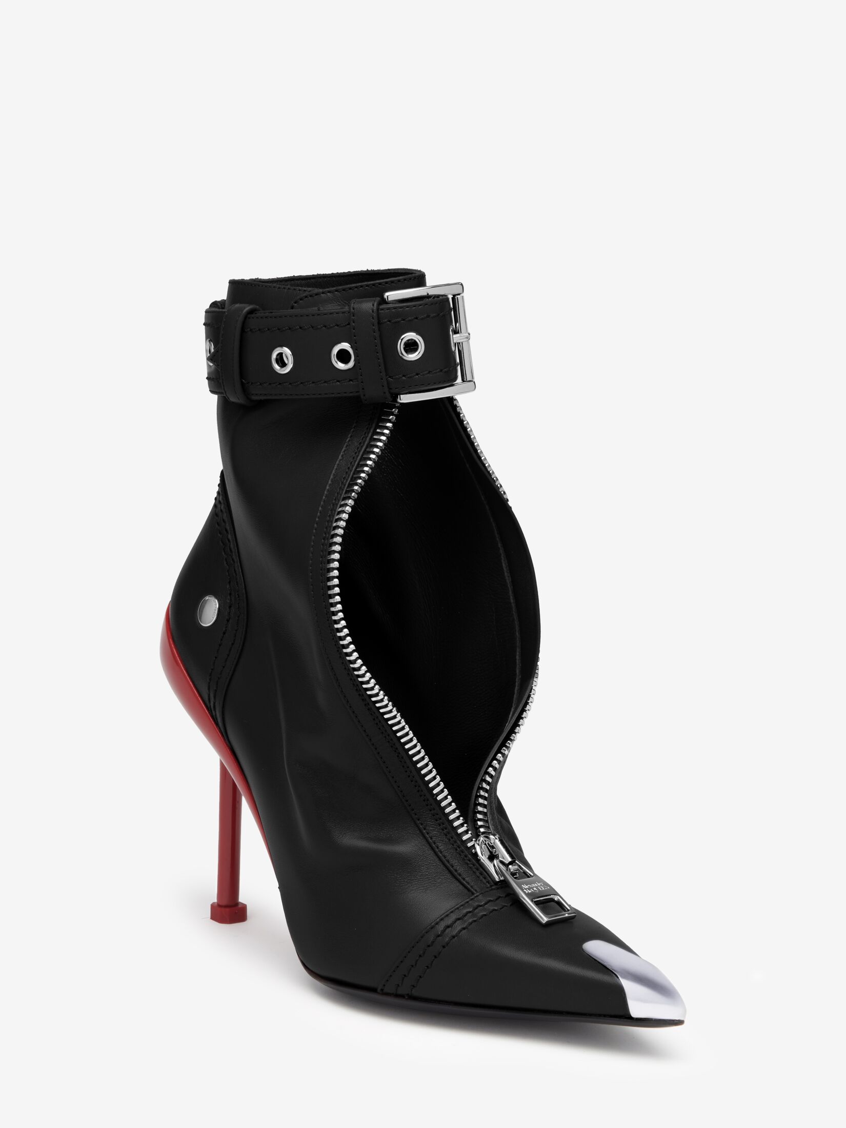 Slash Biker Boot in Blood Red/Silver | Alexander McQueen US