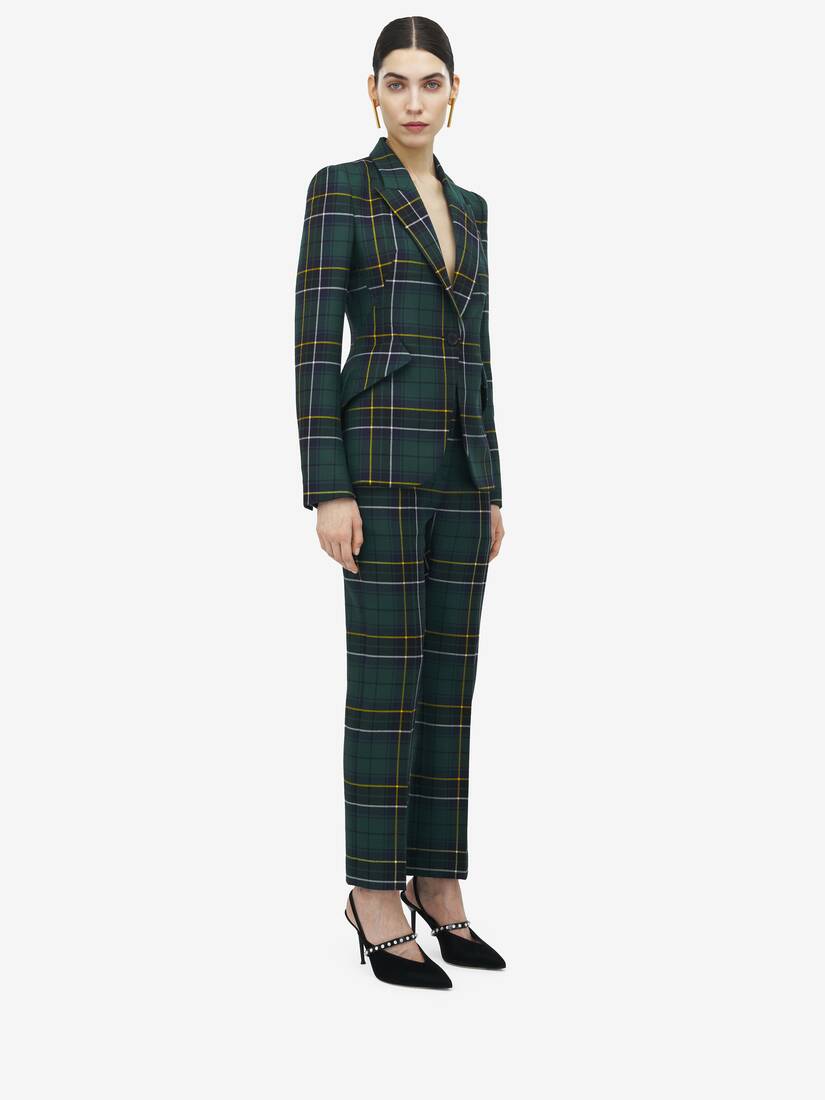 Wool Tartan Peak Shoulder Jacket