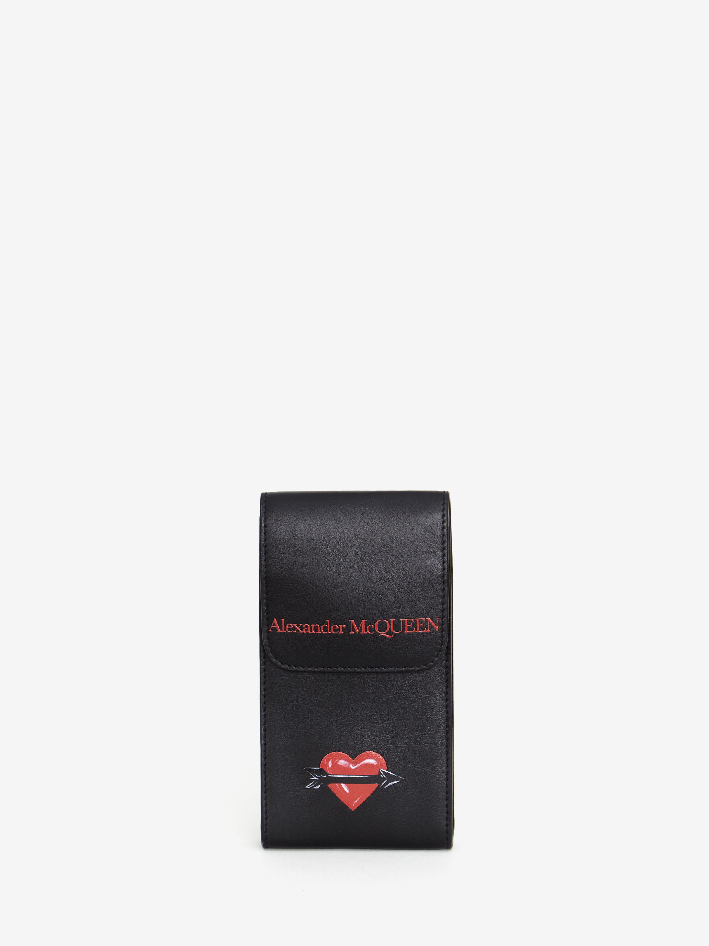 Alexander Mcqueen Heart Print Phone Pouch In Black/red