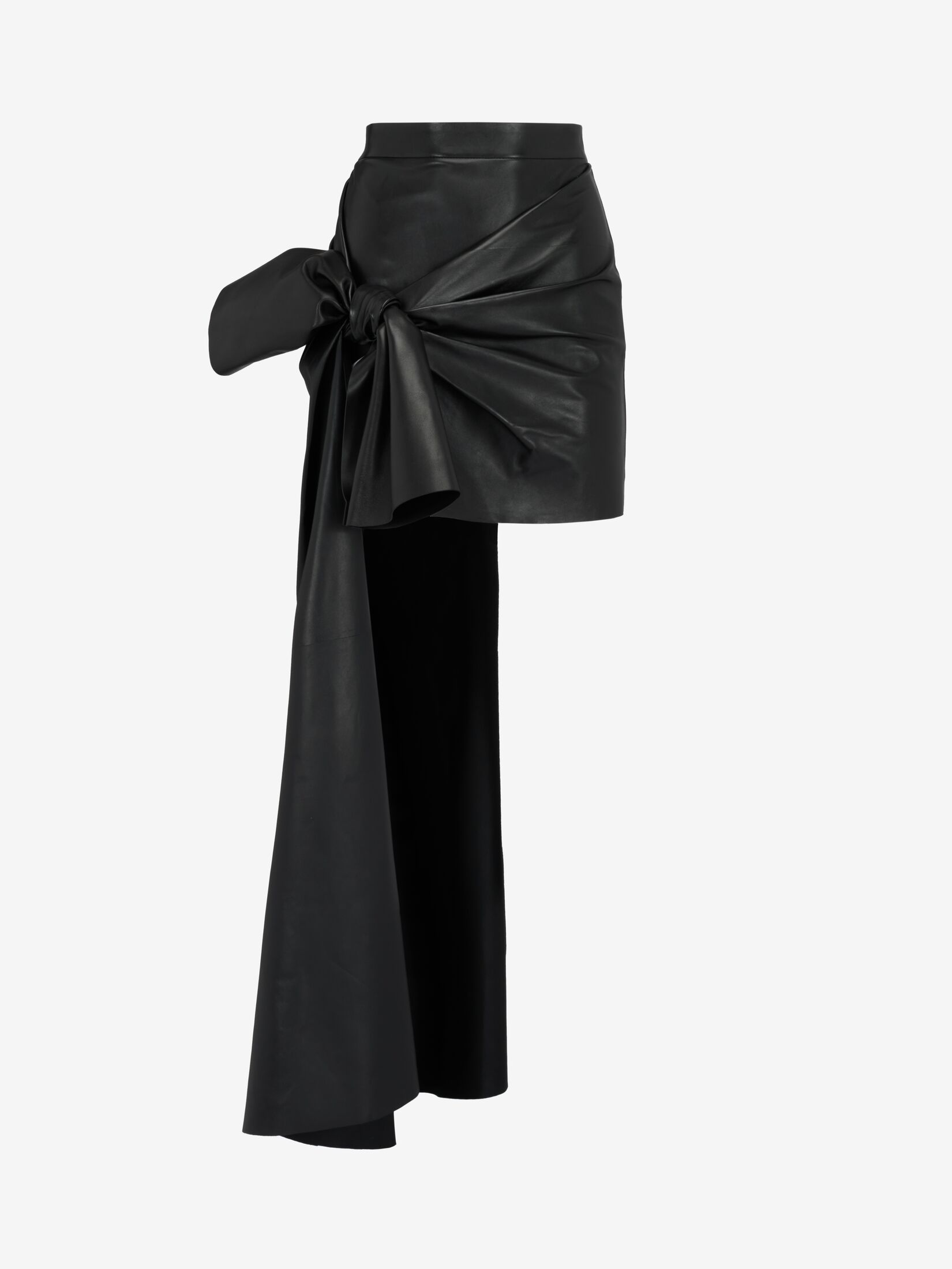 Knotted Drape Mini Skirt in Black | Alexander McQueen CA