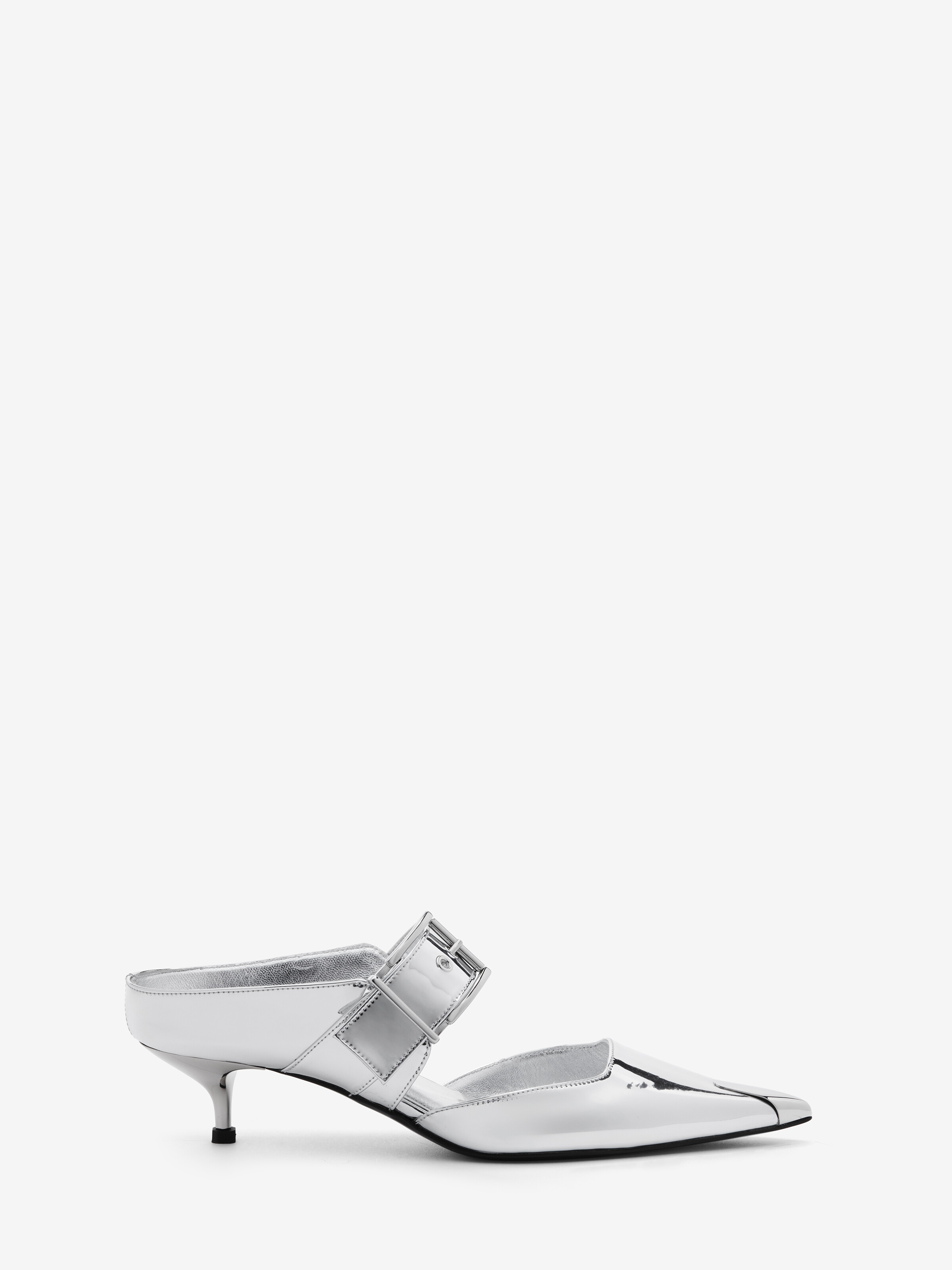 Punk-Pantoletten mit Schließe für Damen in Silber in Thermoplastisches Polyurethan, Polyester, Metallfolie | Alexander McQueen - image 1