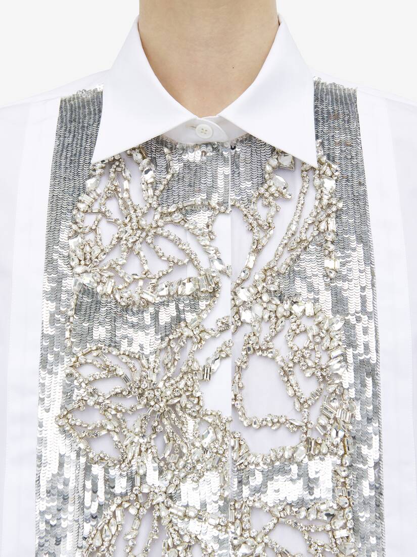 Crystal Stencil Embroidery Shirt
