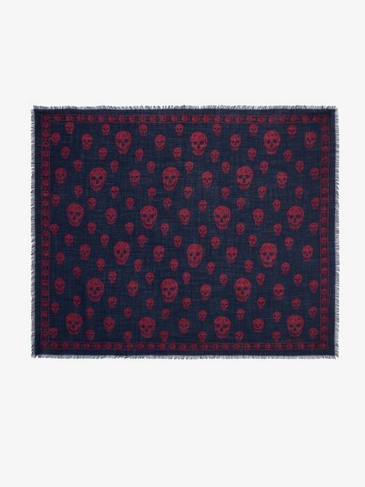 Men's Classic Skull Foulard in Navy/Burgundy | Alexander McQueen US