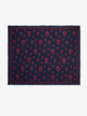 Men's Classic Skull Foulard in Navy/Burgundy | Alexander McQueen US