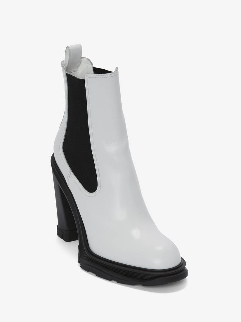 Women's Tread Heeled Chelsea Boot in Ivory/black