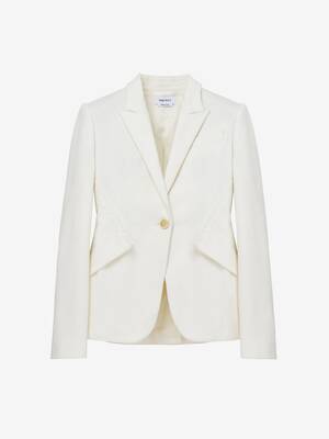 Alexander McQueen パワーショルダージャケット　ホワイト　40 Alexander McQueen パワーショルダージャケット ホワイト 40
