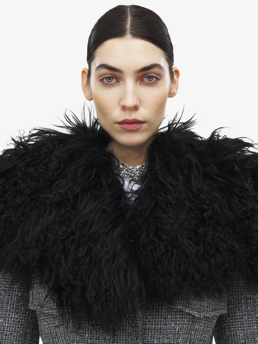 Oversized Shearling Cape Coat