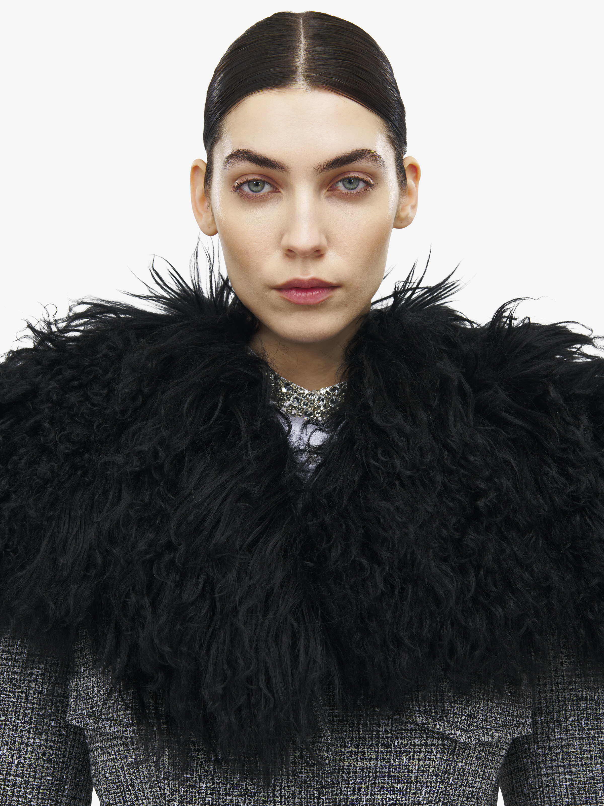 Oversized Shearling Cape Coat