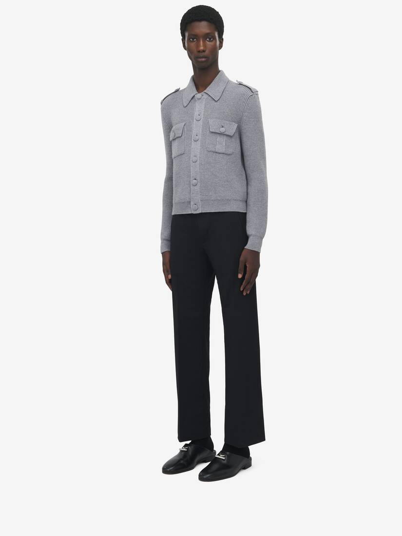 Half Cardigan Stitch Military Jacket