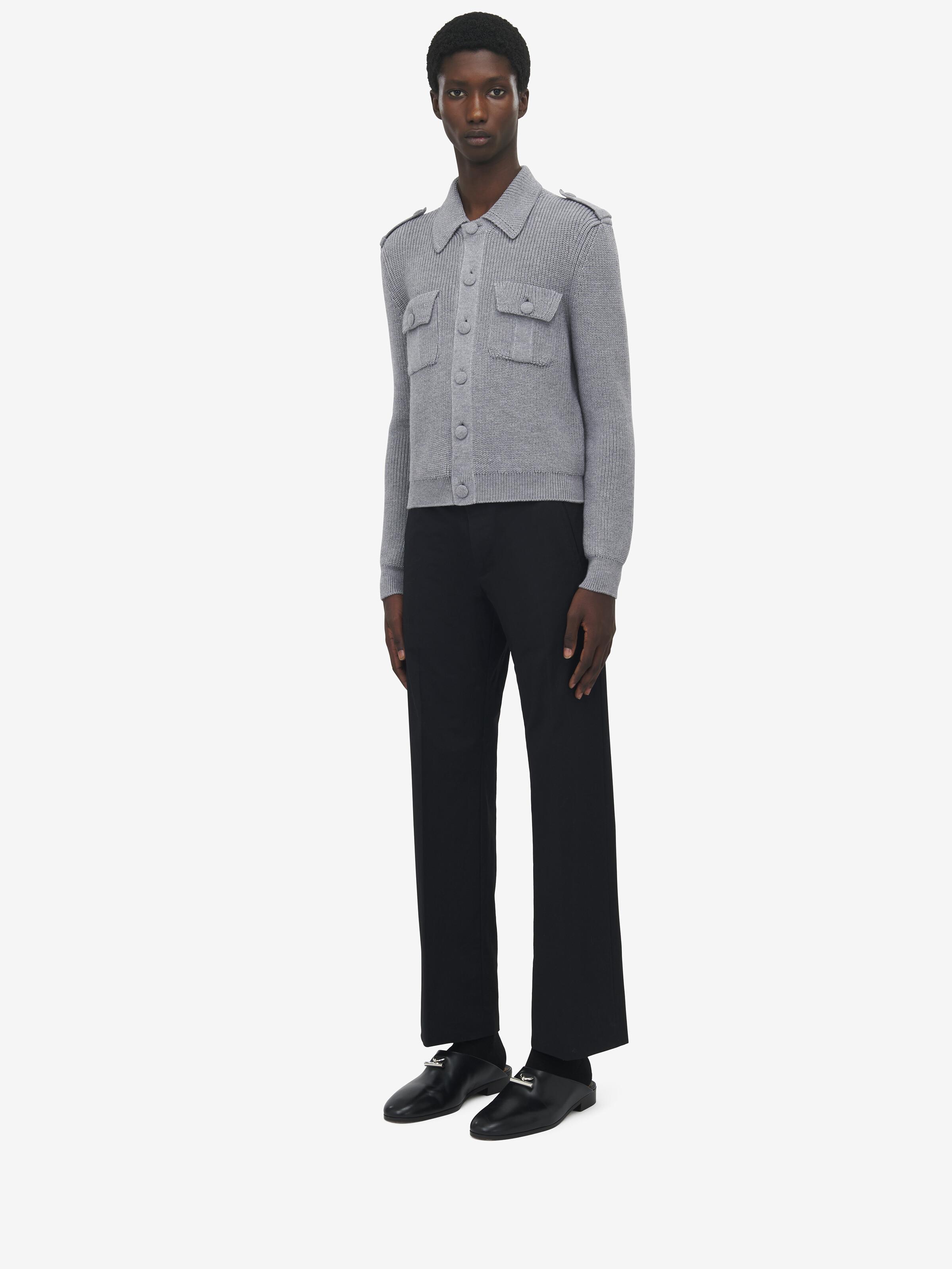 Half Cardigan Stitch Military Jacket