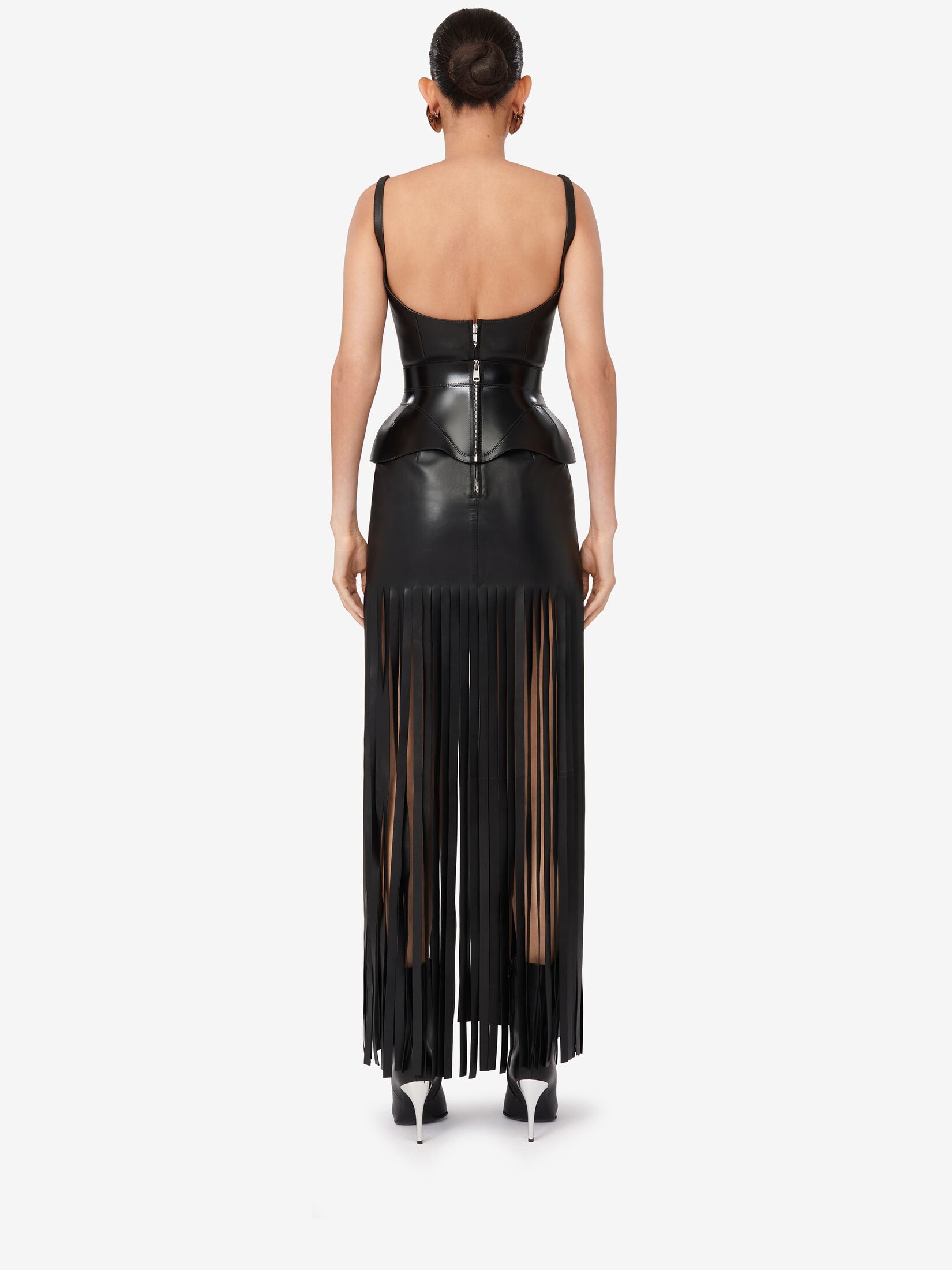 Fringed Leather Pencil Dress