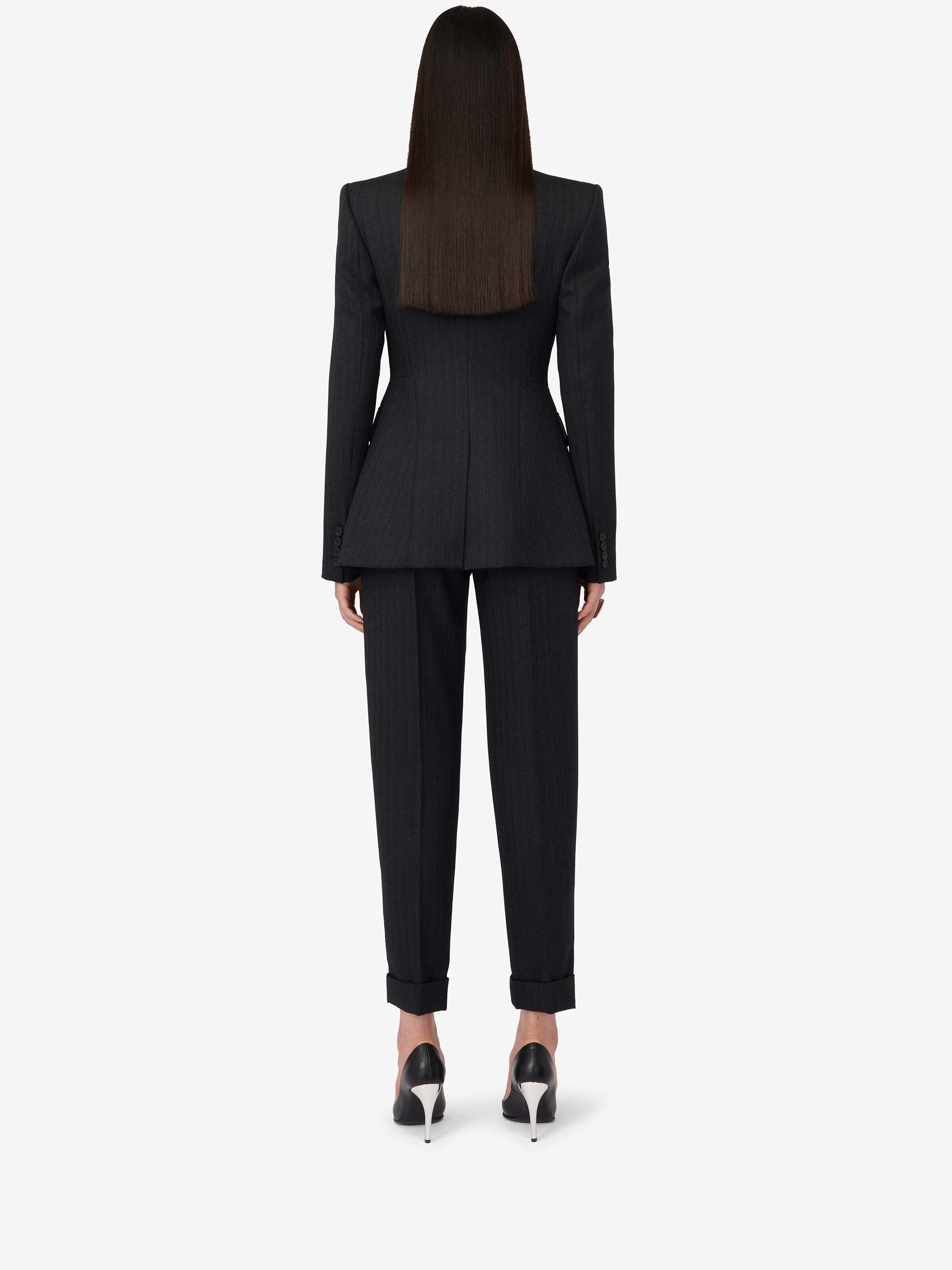 Sharp Peplum Single-breasted Jacket