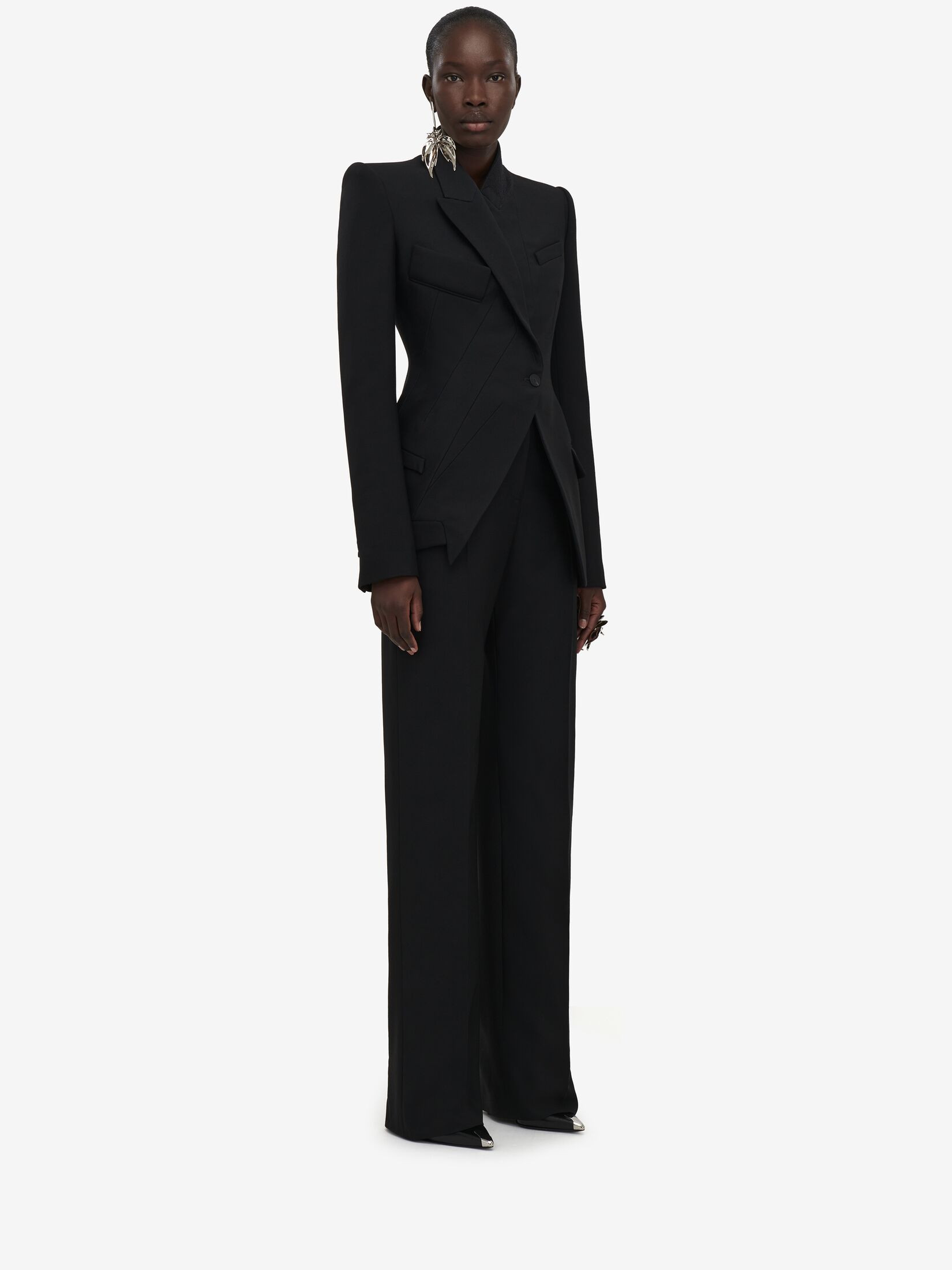 Asymmetric Tailored Jacket in Black | Alexander McQueen US