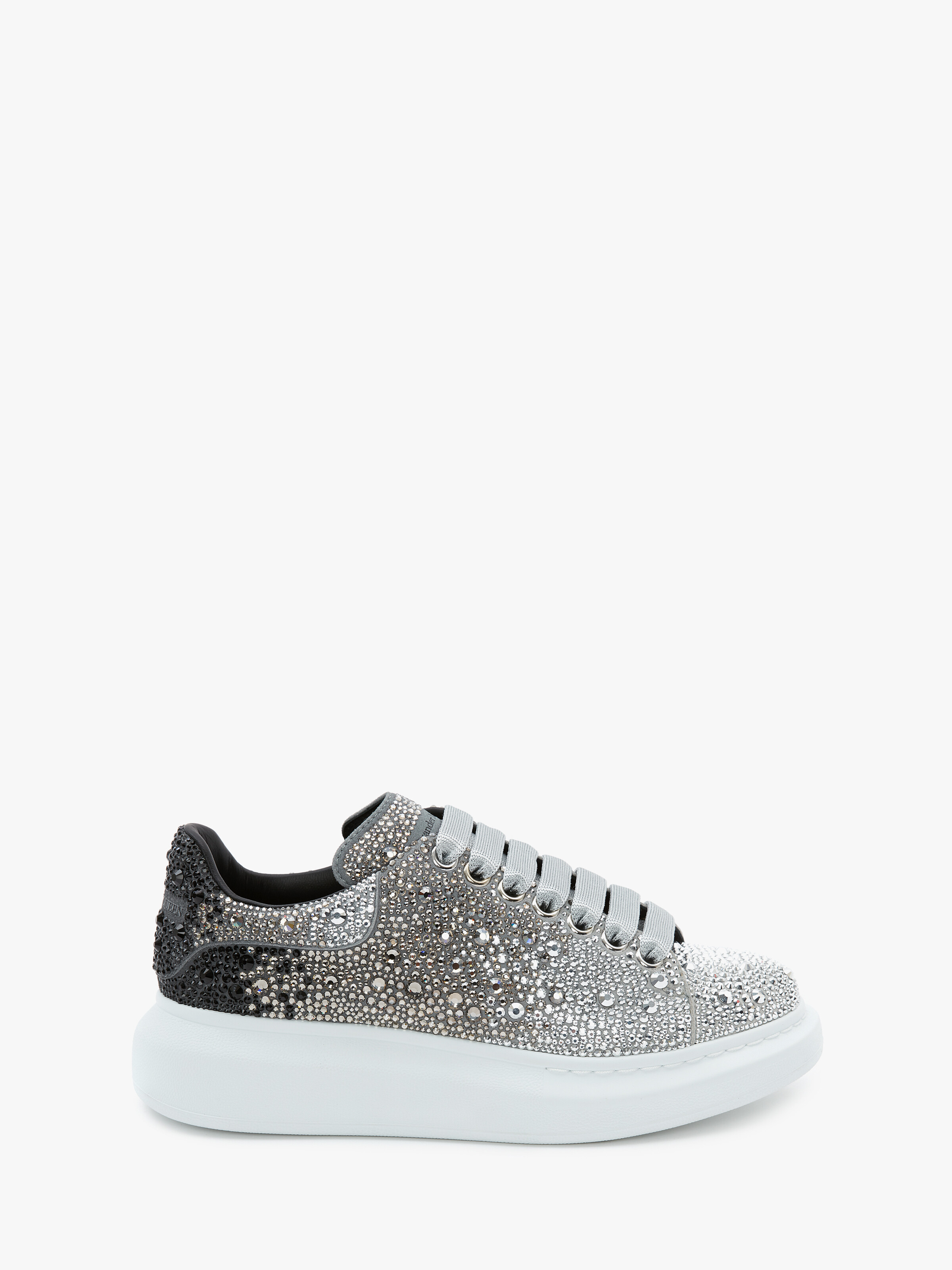 Women's Oversized Sneaker in Black/Silver in Goat Leather | Alexander McQueen - image 1