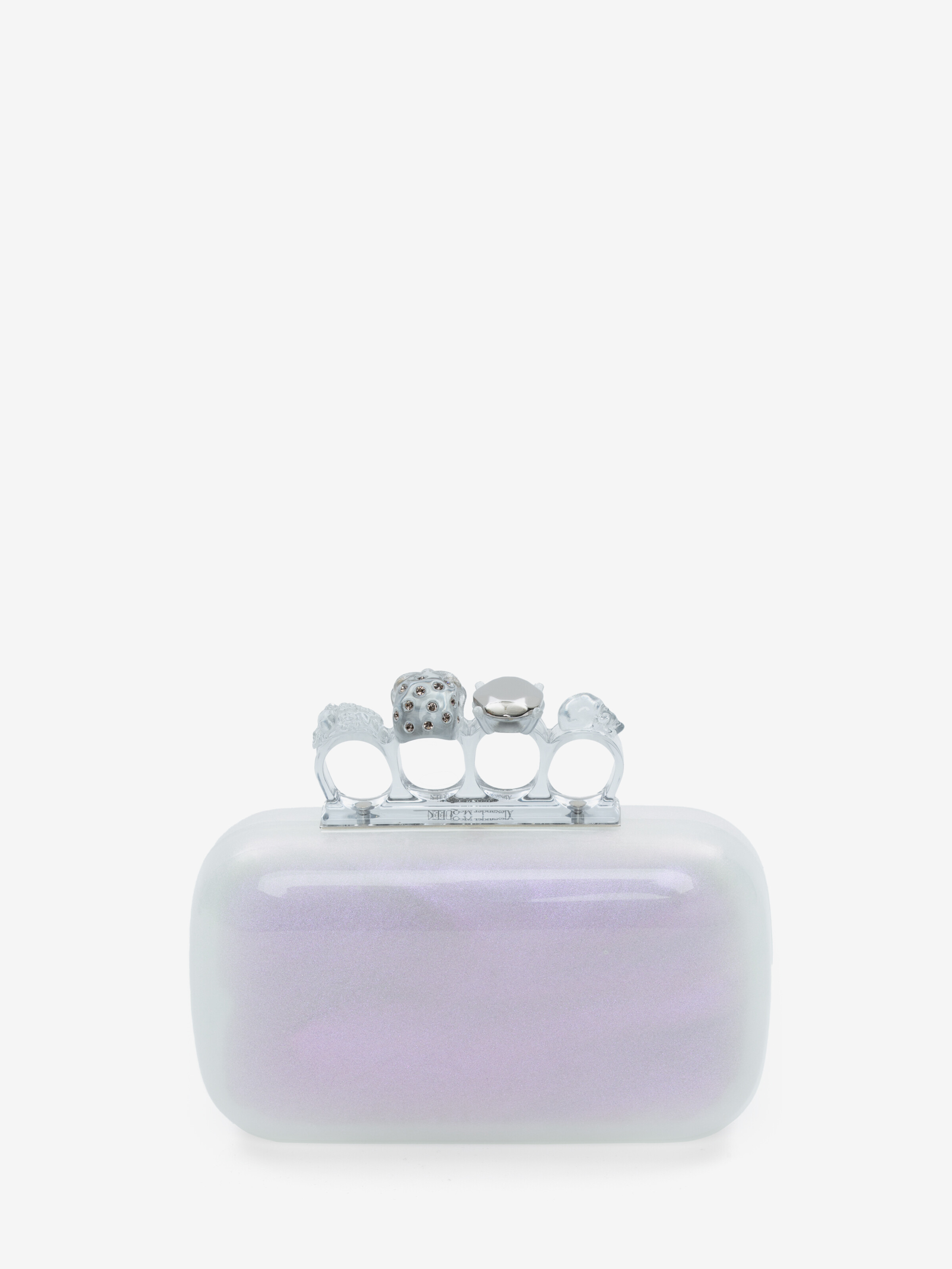 Clutch Knuckle da Donna in Bianco iridescente in 70% PMMA (Polimetilmetacrilato), 18% Resina fotopolimerica, 10% Ottone eco, 2% Swarovski | Alexander McQueen - image 3