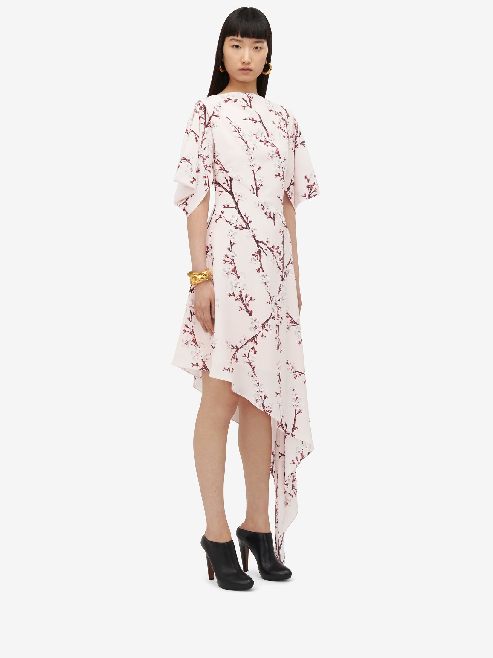 Cherry Blossom Asymmetric Midi Dress