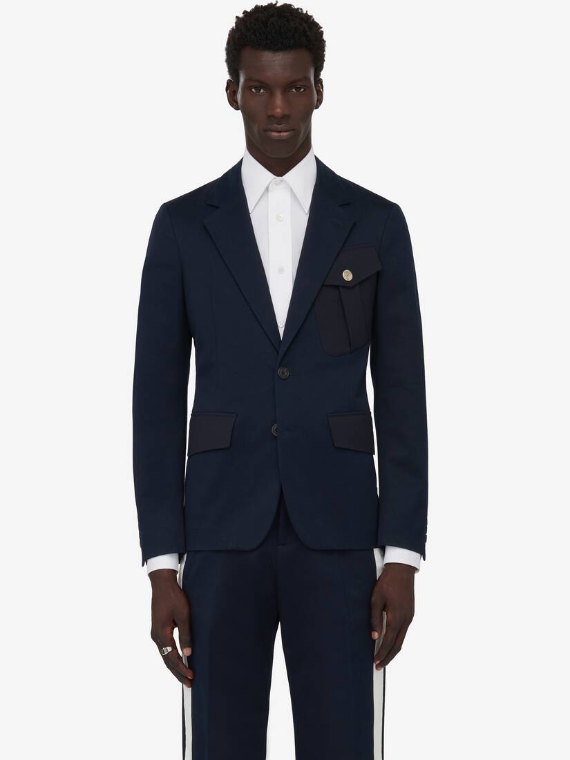 Veste À Boutonnage Simple Et Poche Militaire