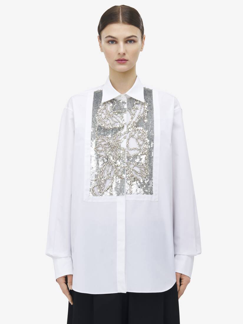 Crystal Stencil Embroidery Shirt