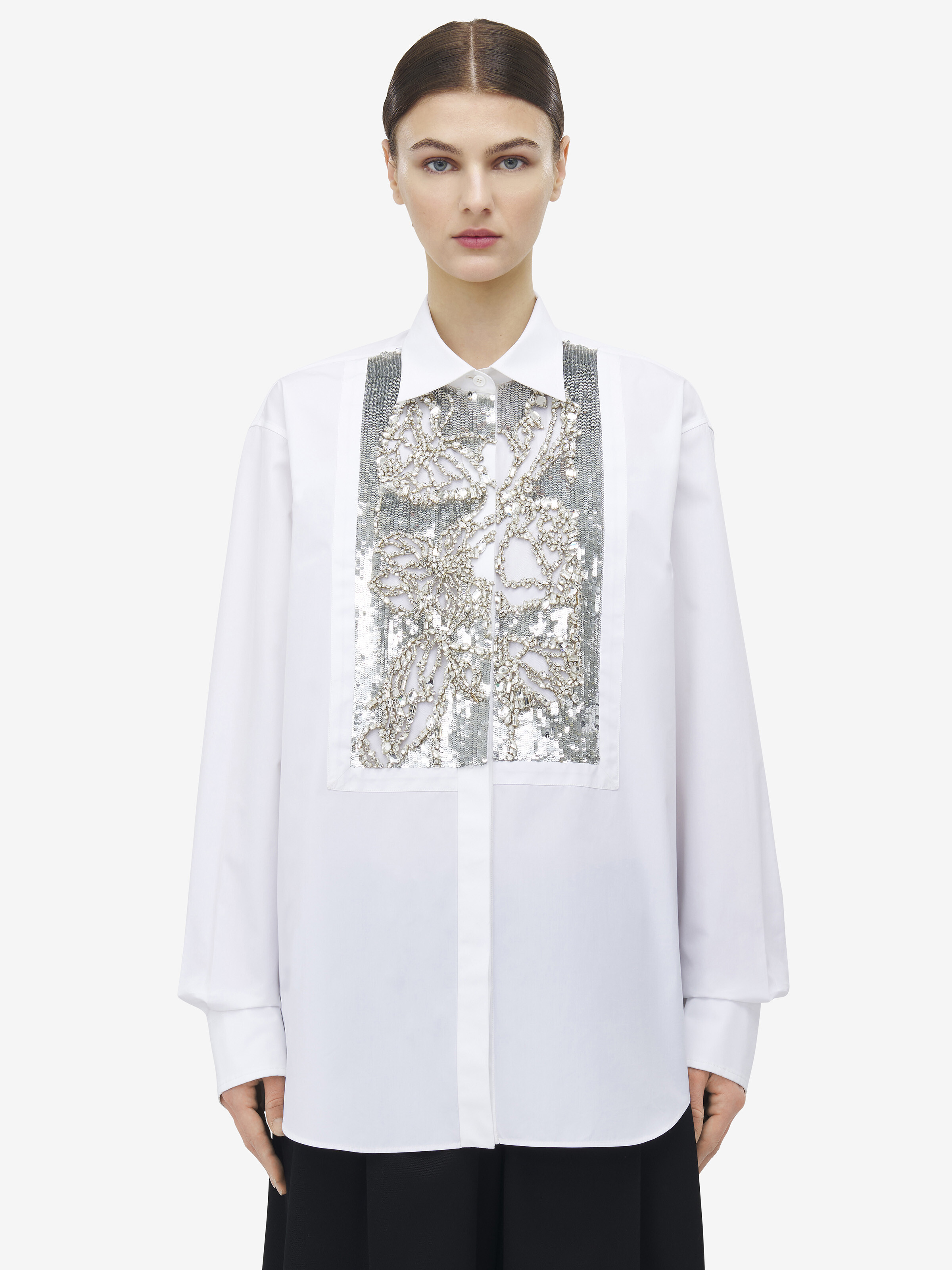 Crystal Stencil Embroidery Shirt