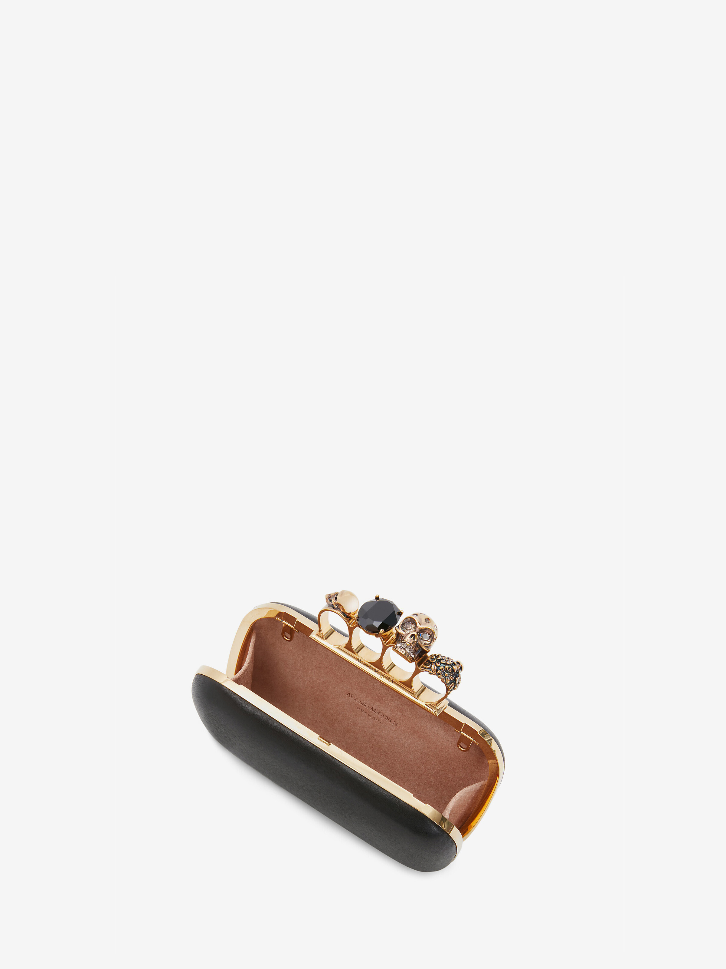 Women's Knuckle Clutch With Chain in Black in Lambskin | Alexander McQueen - image 4
