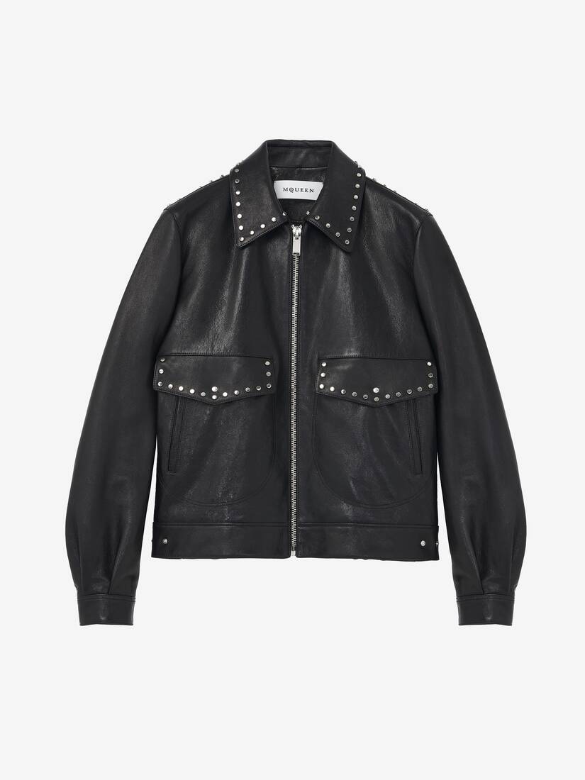Studded Leather Aviator Jacket