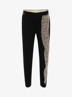 Molten Metal Embroidered Cigarette Trousers