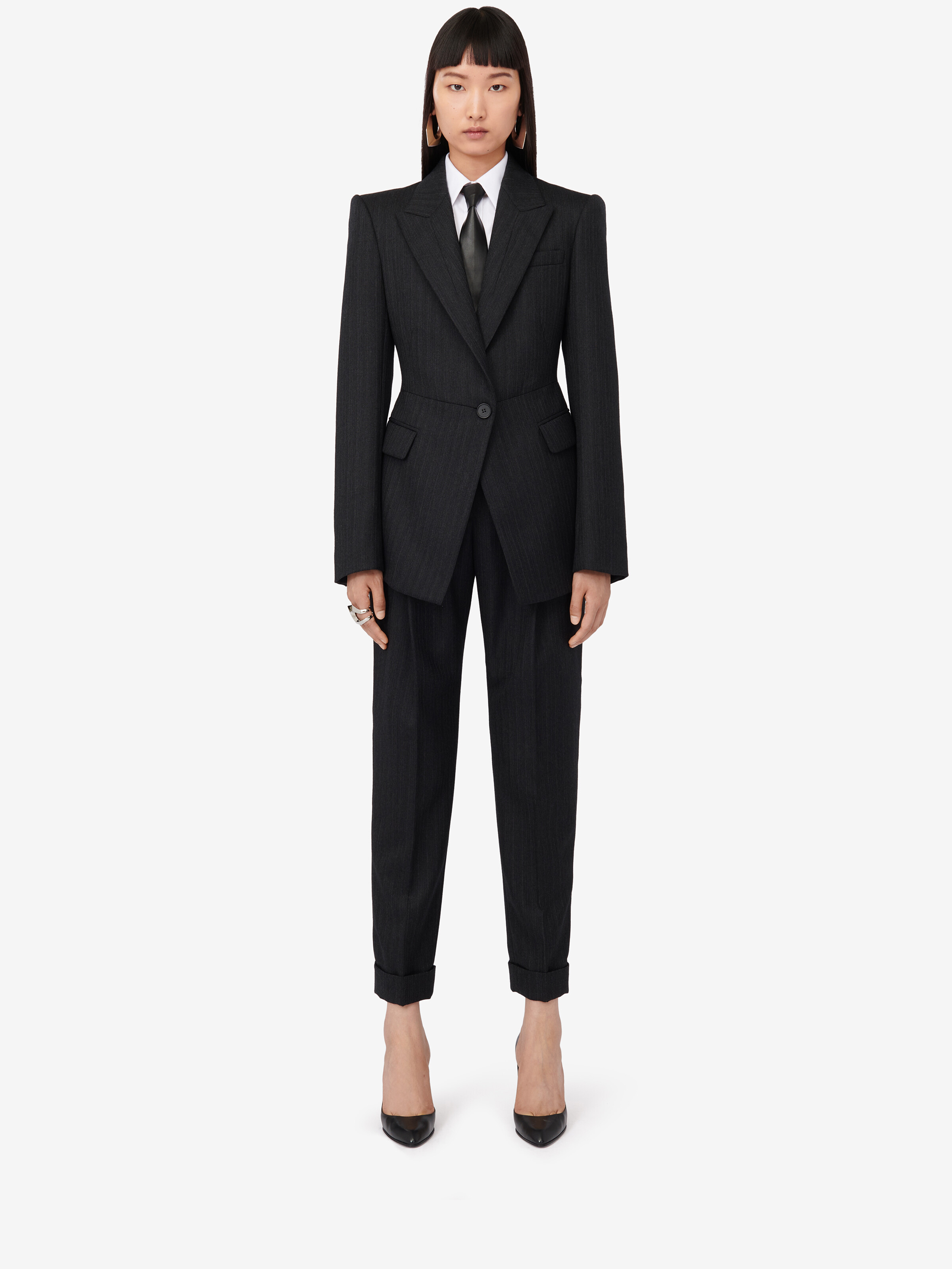 Sharp Peplum Single-breasted Jacket